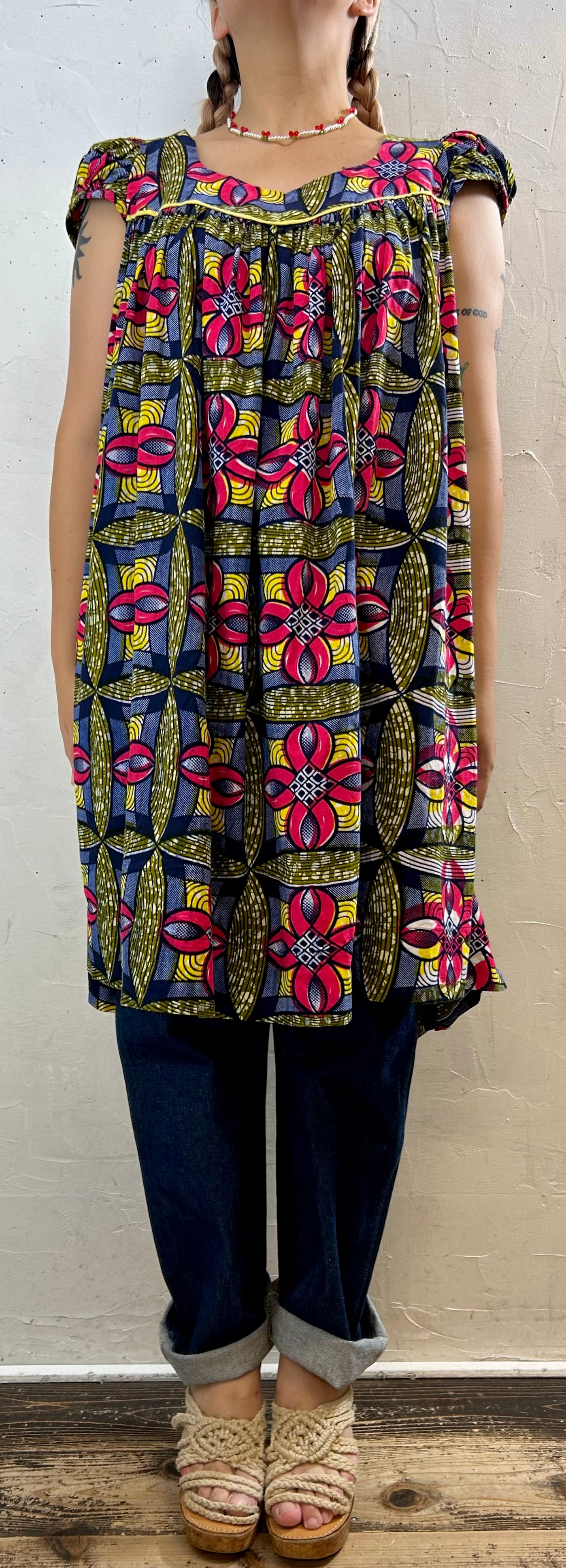 Vintage African Batik Mini Dress [G28047]