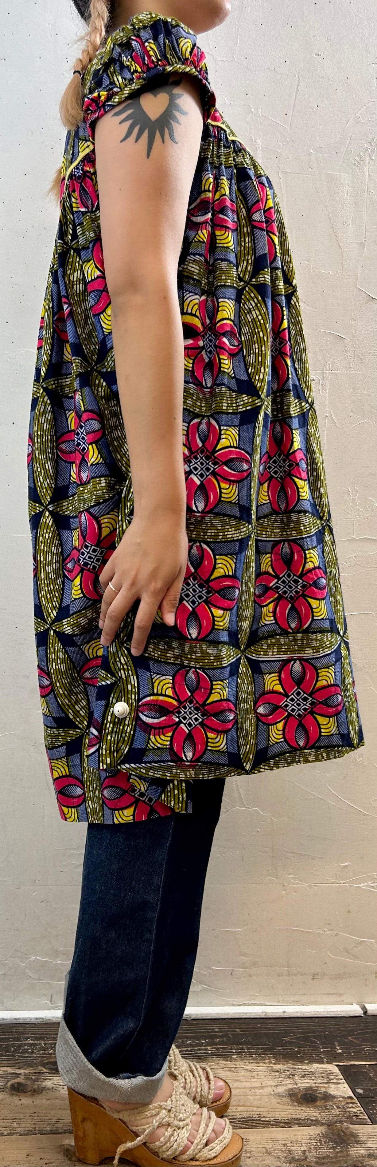 Vintage African Batik Mini Dress [G28047]