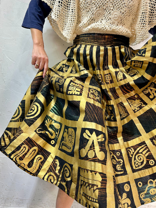 ’50s Vintage Hand Painted Skirt MADE IN MEXICO [J25283]