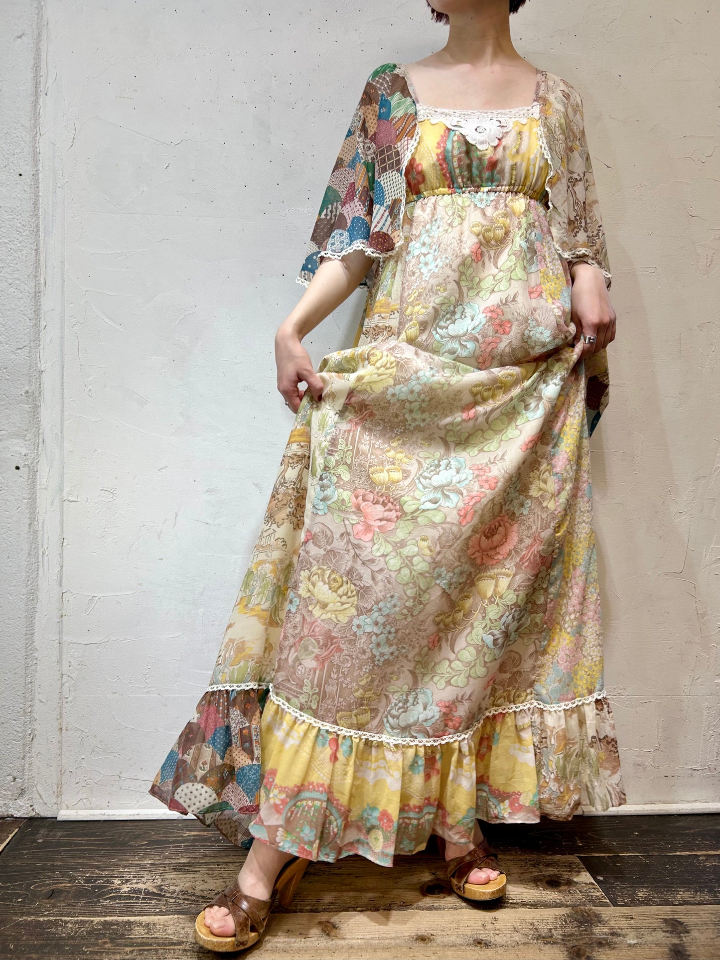 ’70s Vintage Patchwork Dress [E27127]