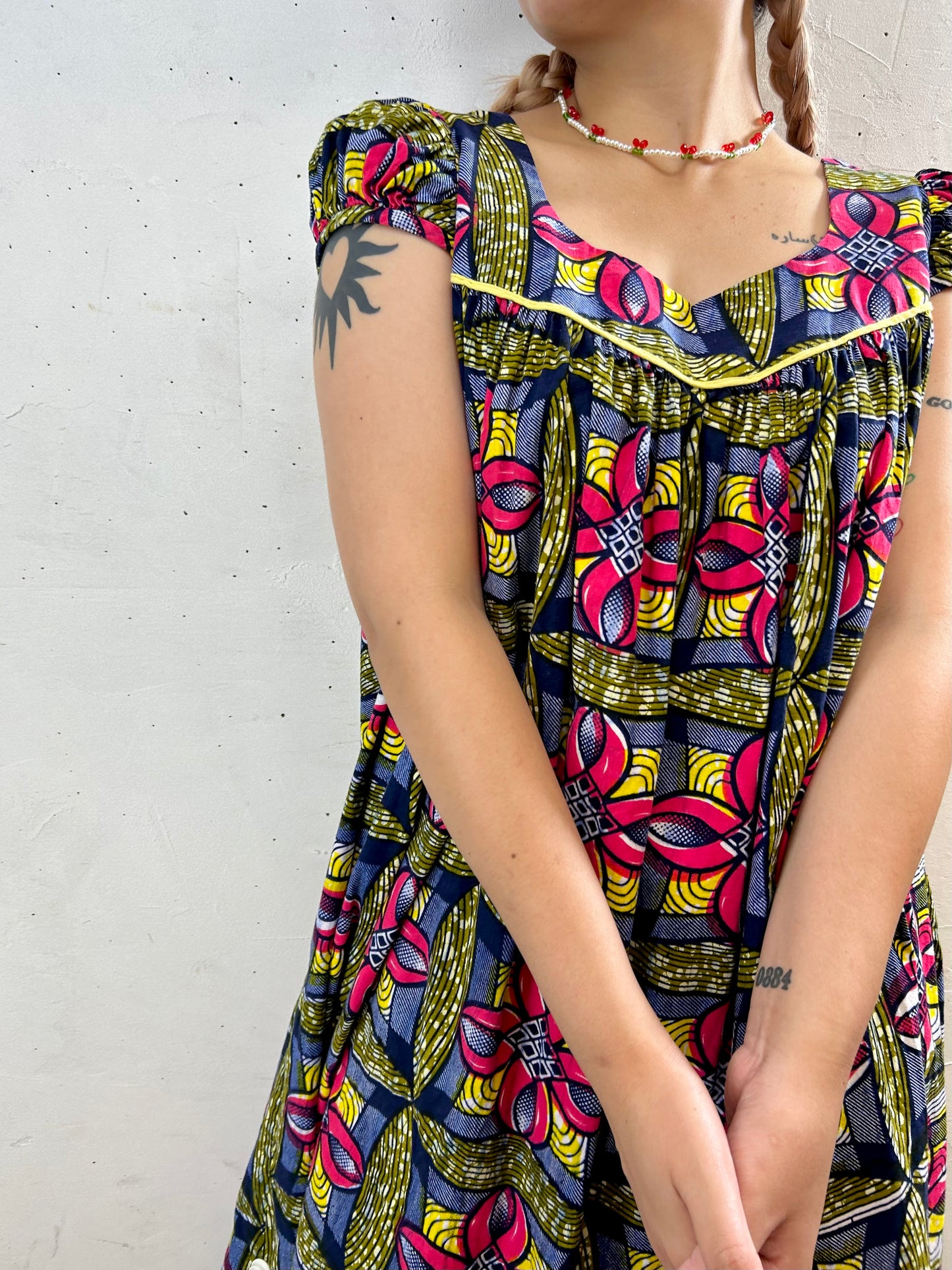 Vintage African Batik Mini Dress [G28047]