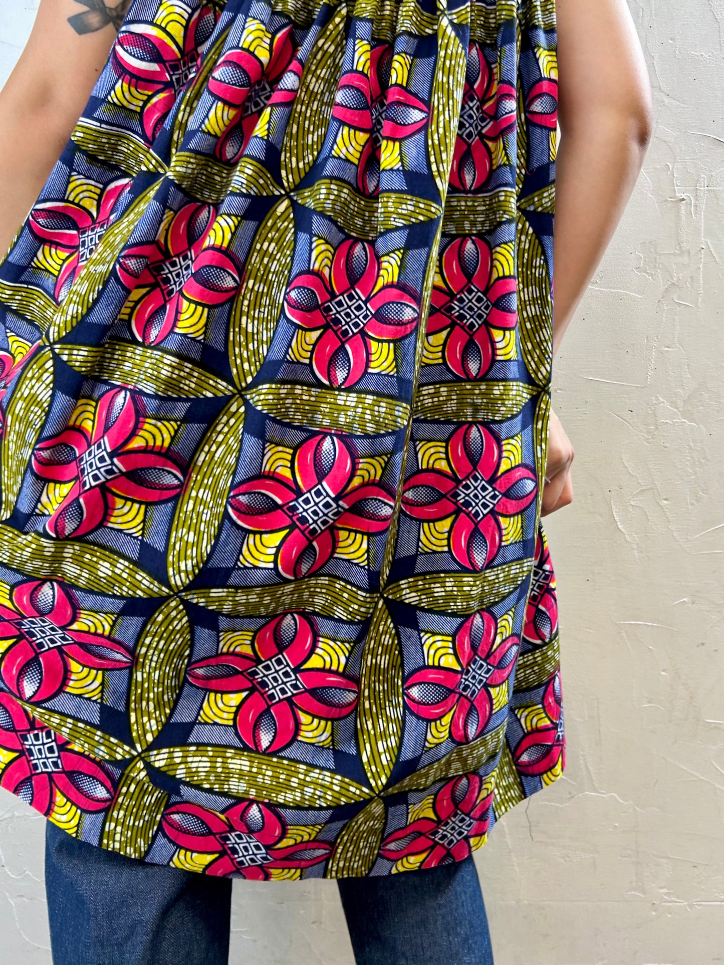 Vintage African Batik Mini Dress [G28047]