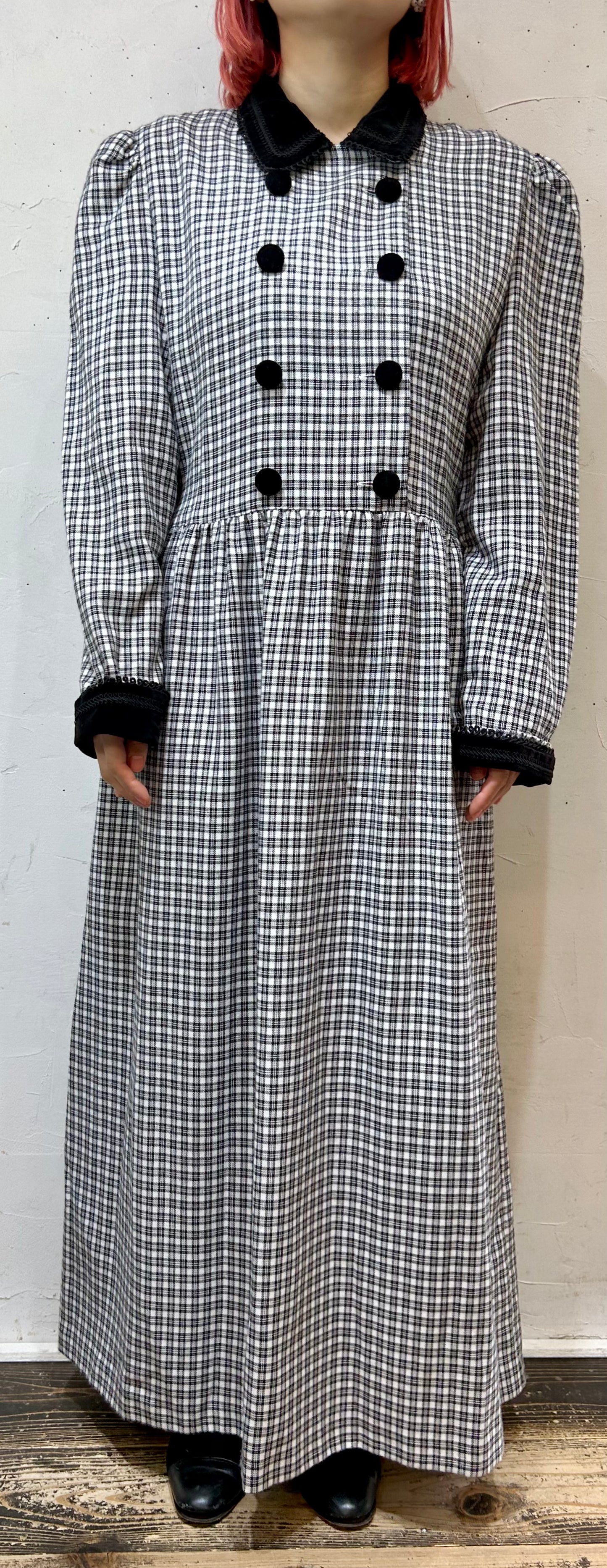 Vintage Plaid Dress [I24934]