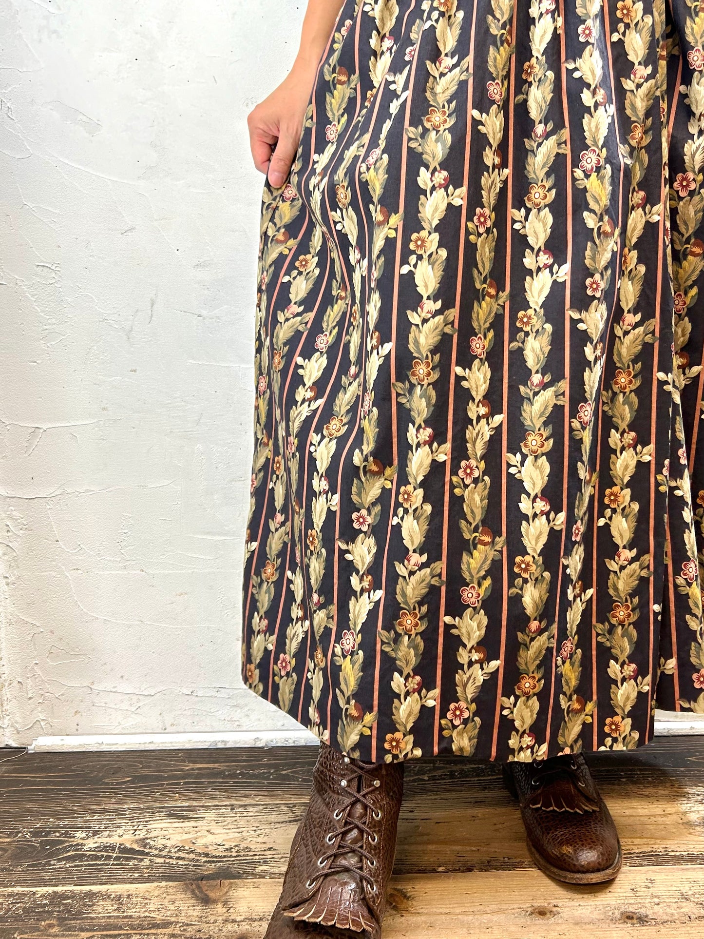 Vintage Flower Dress MADE IN USA [I28433]