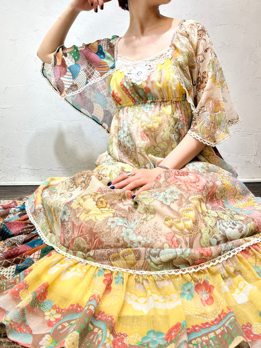 ’70s Vintage Patchwork Dress [E27127]
