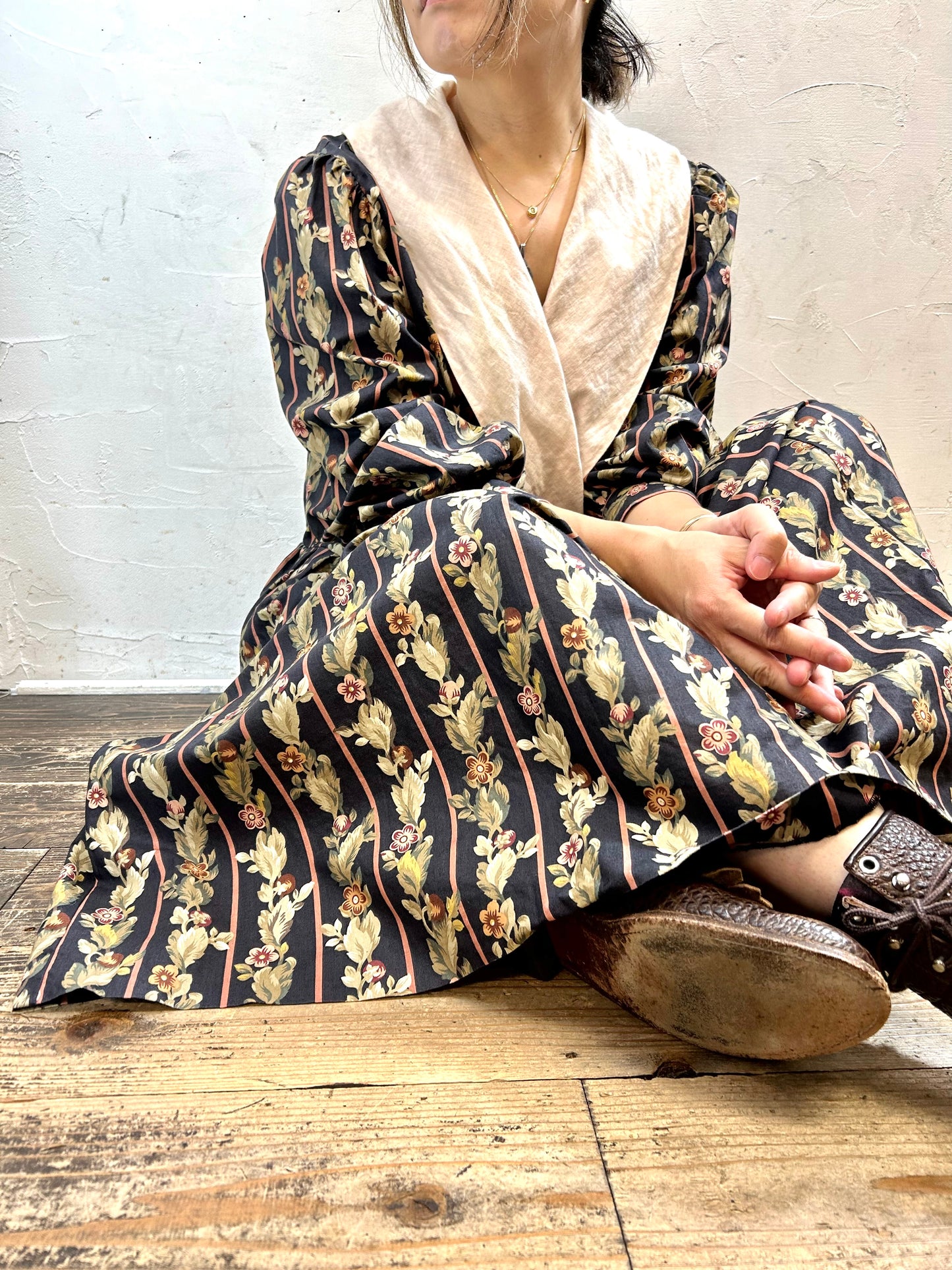 Vintage Flower Dress MADE IN USA [I28433]
