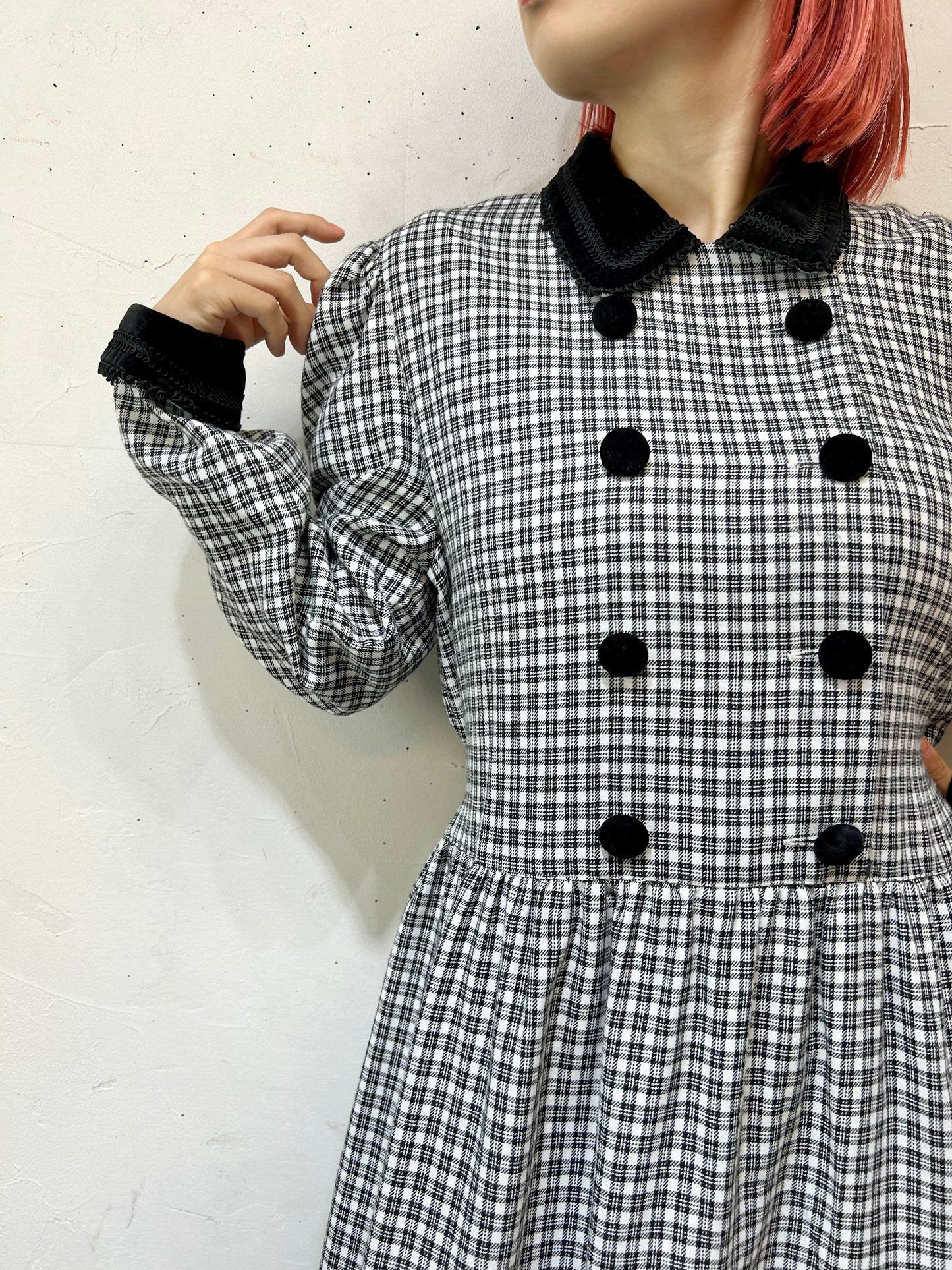 Vintage Plaid Dress [I24934]