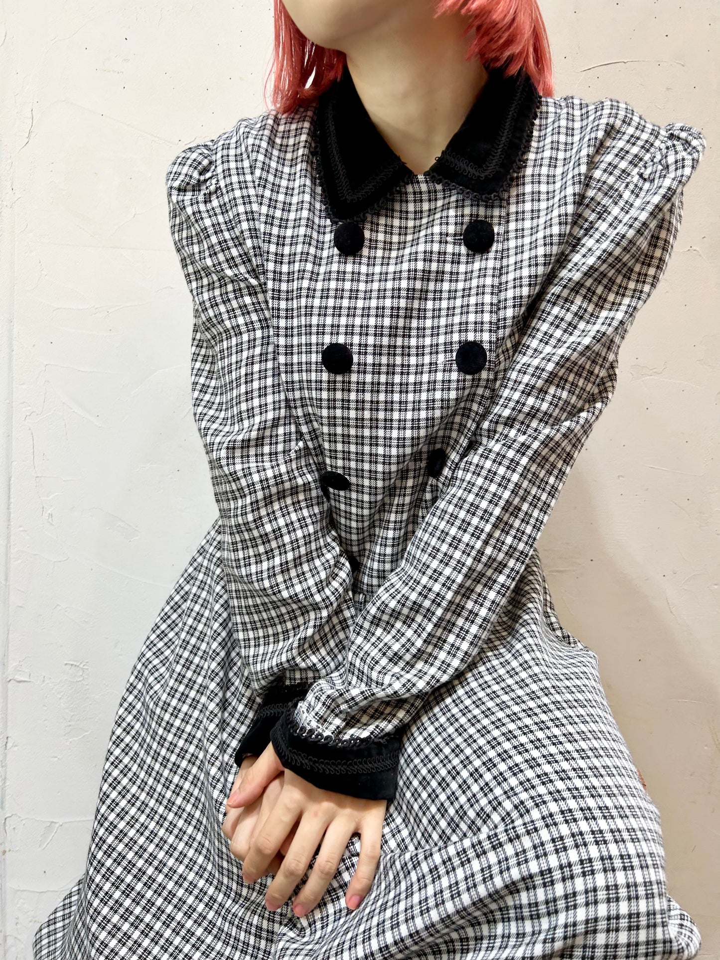 Vintage Plaid Dress [I24934]