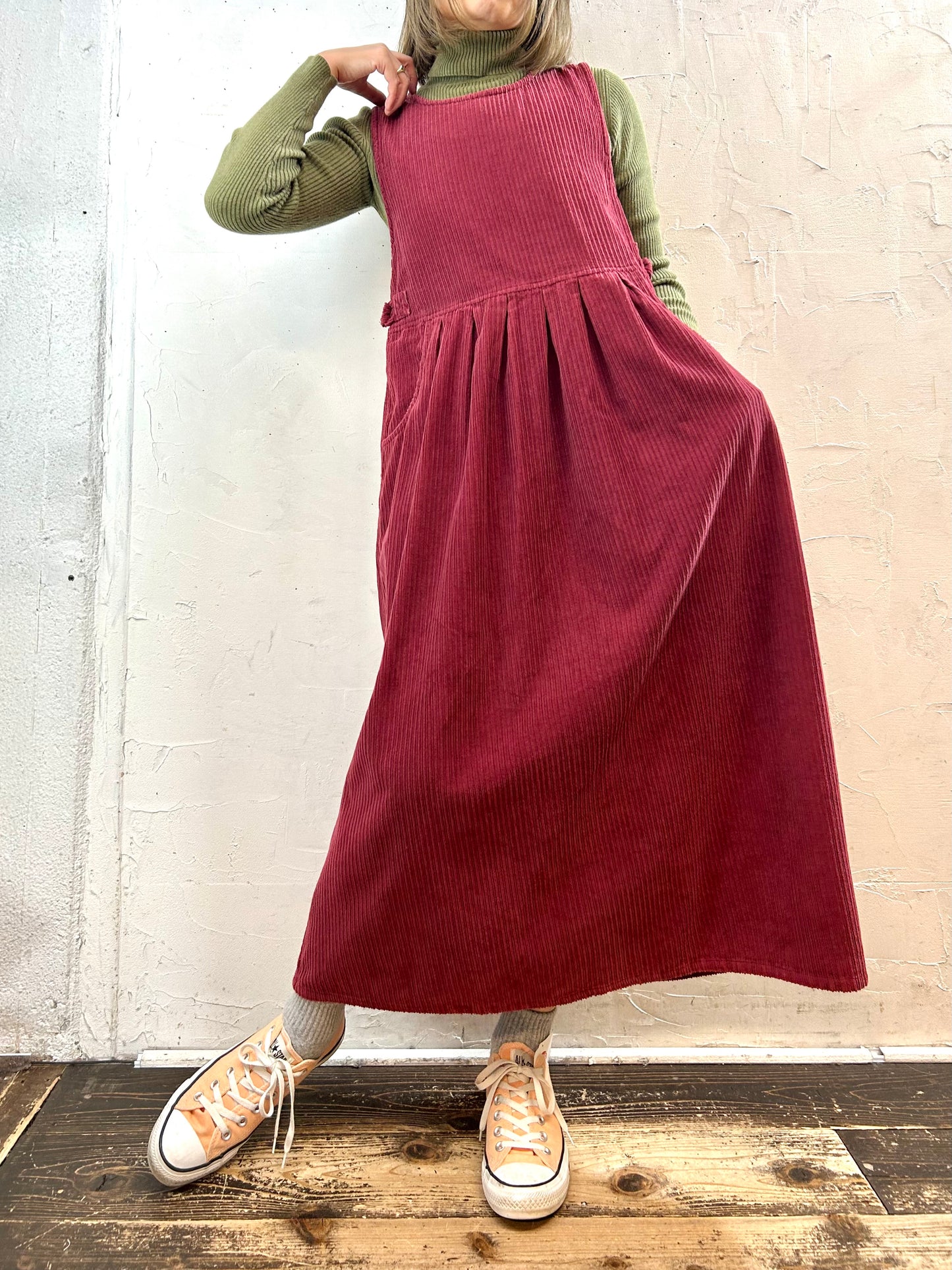 Vintage Corduroy Over Dress [K258873]
