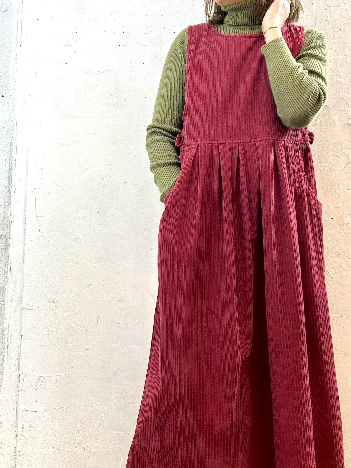 Vintage Corduroy Over Dress [K258873]