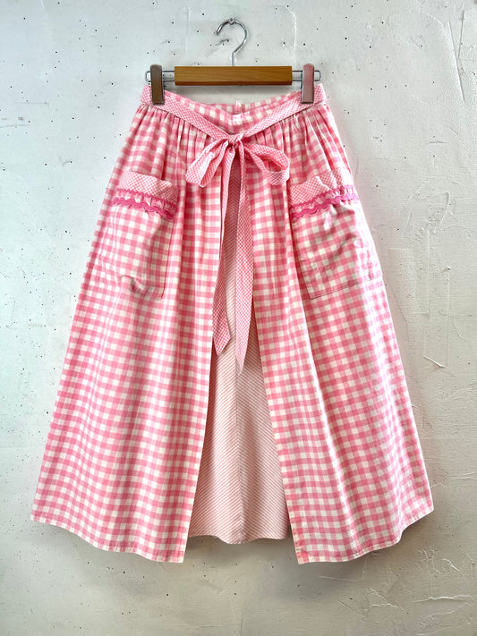 ‘70s Vintage Gingham Plaid Skirt [G30622]
