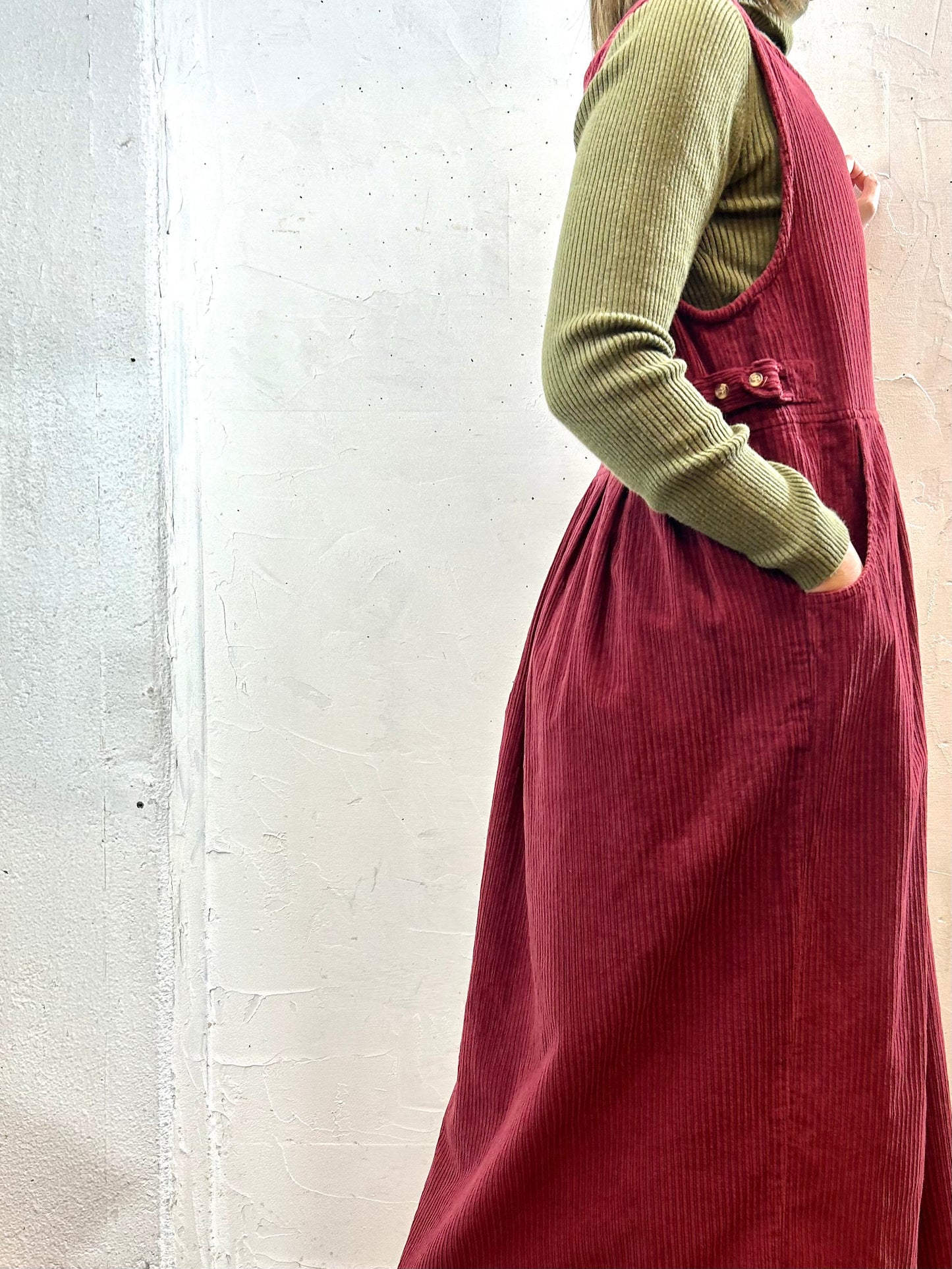 Vintage Corduroy Over Dress [K258873]