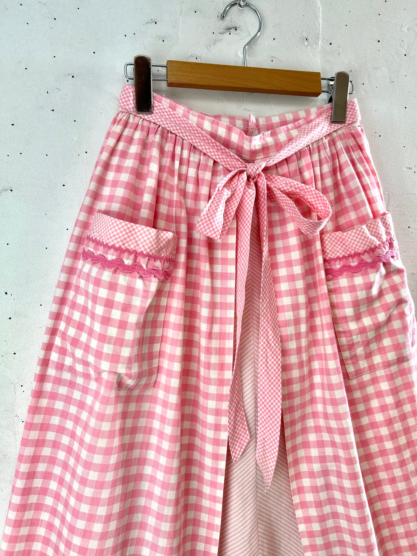 ‘70s Vintage Gingham Plaid Skirt [G30622]