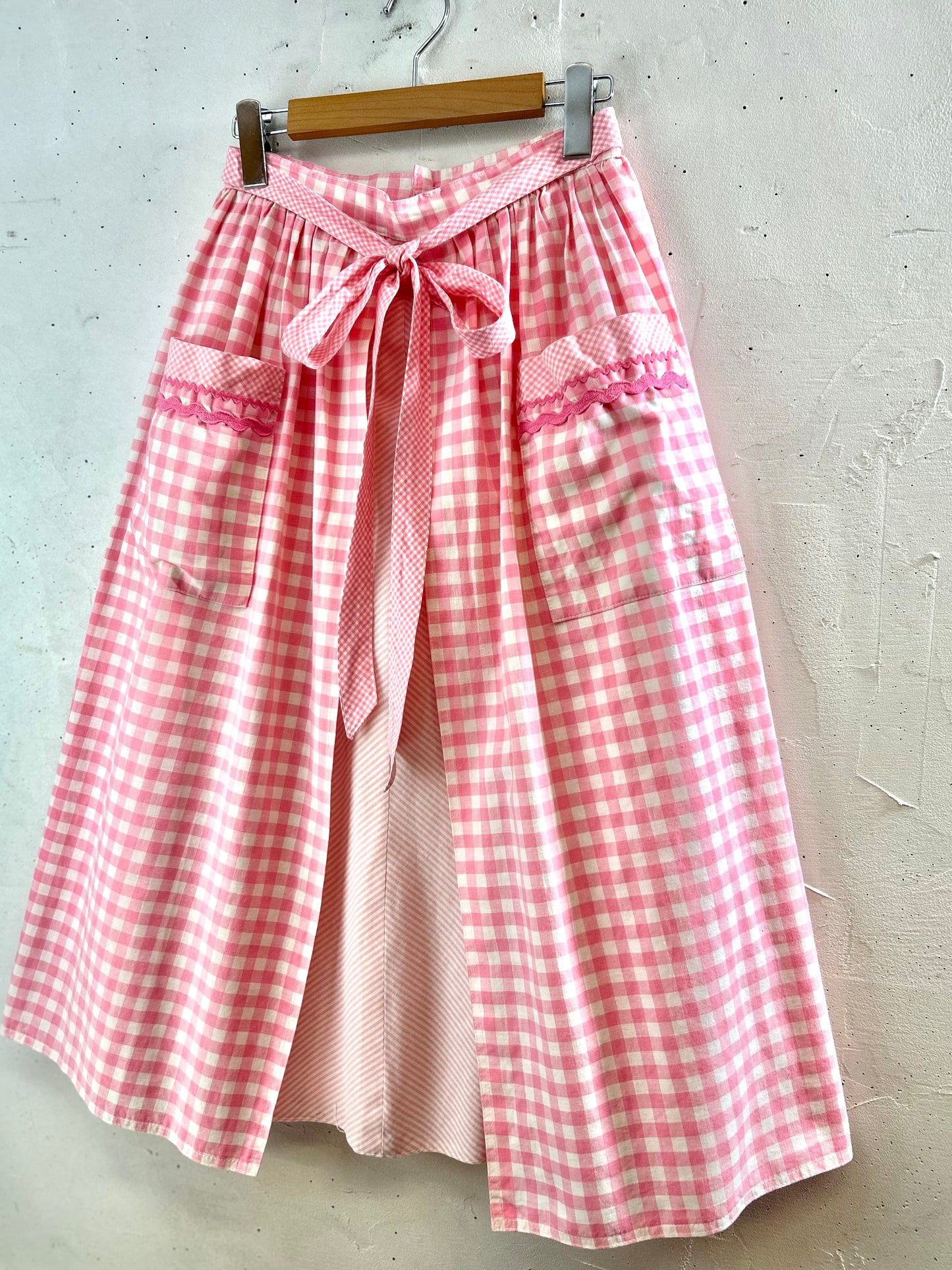 ‘70s Vintage Gingham Plaid Skirt [G30622]