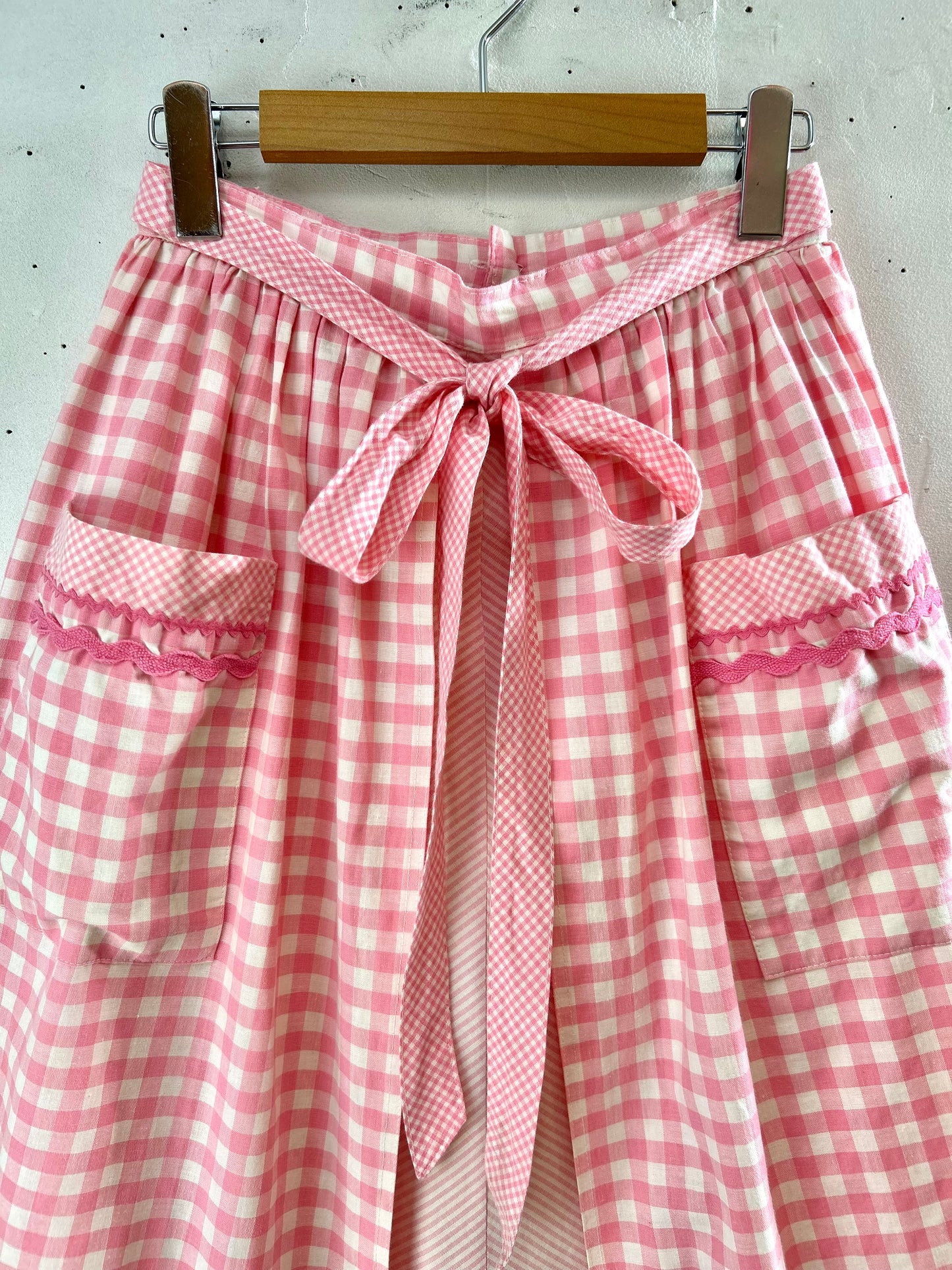 ‘70s Vintage Gingham Plaid Skirt [G30622]
