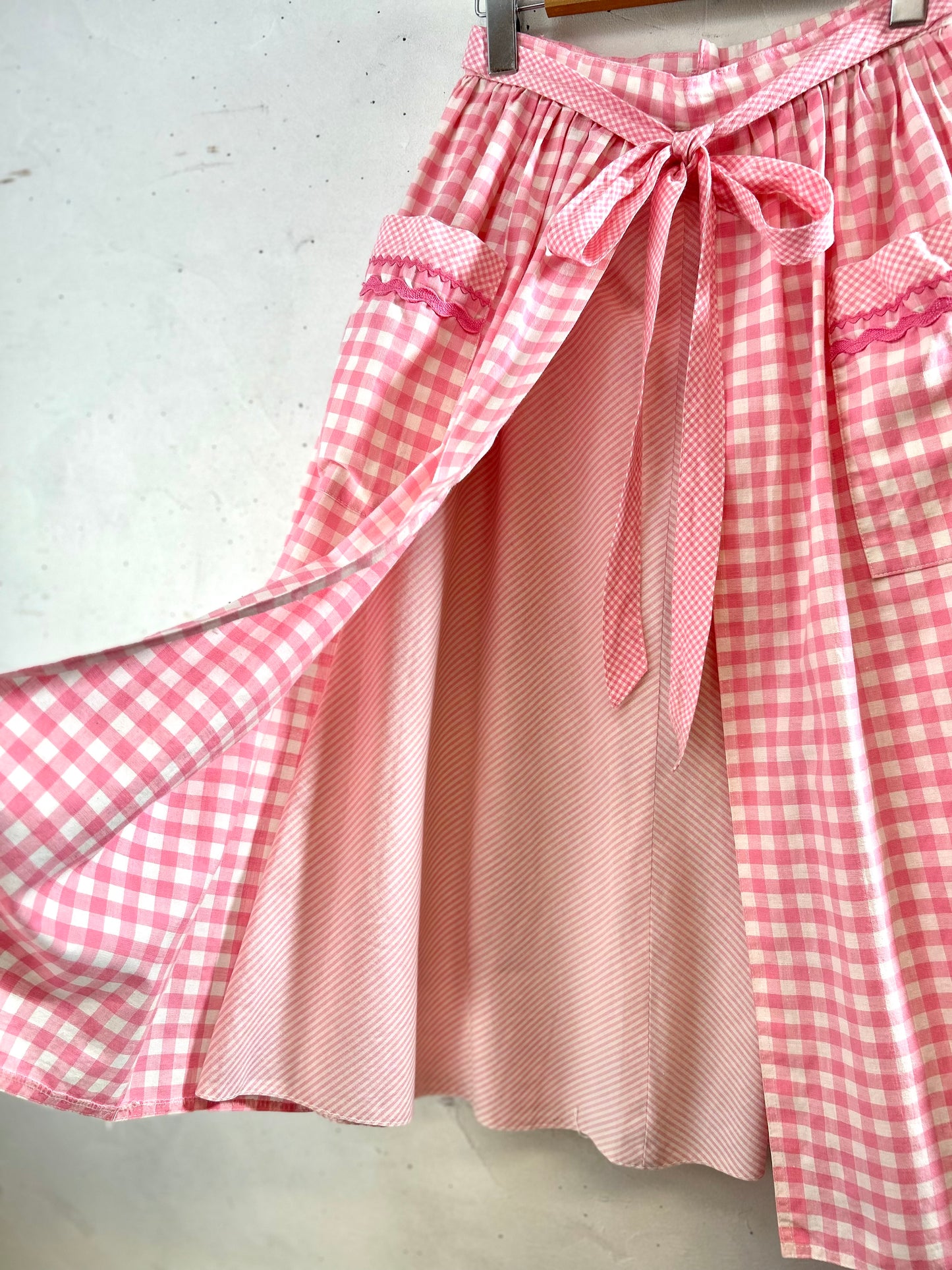 ‘70s Vintage Gingham Plaid Skirt [G30622]