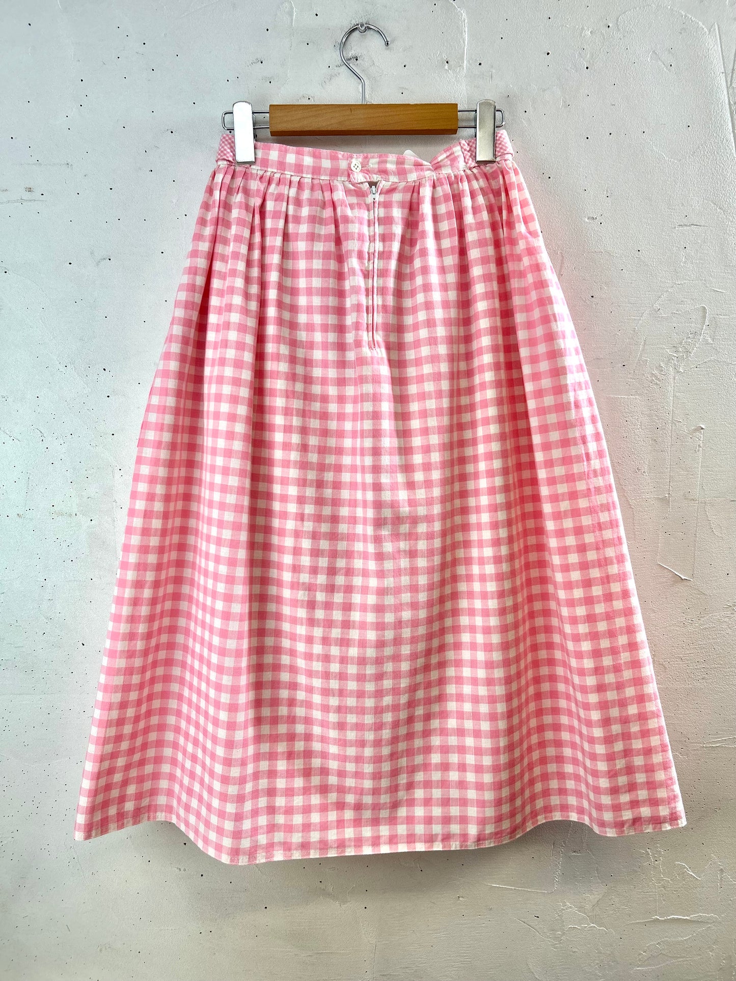 ‘70s Vintage Gingham Plaid Skirt [G30622]
