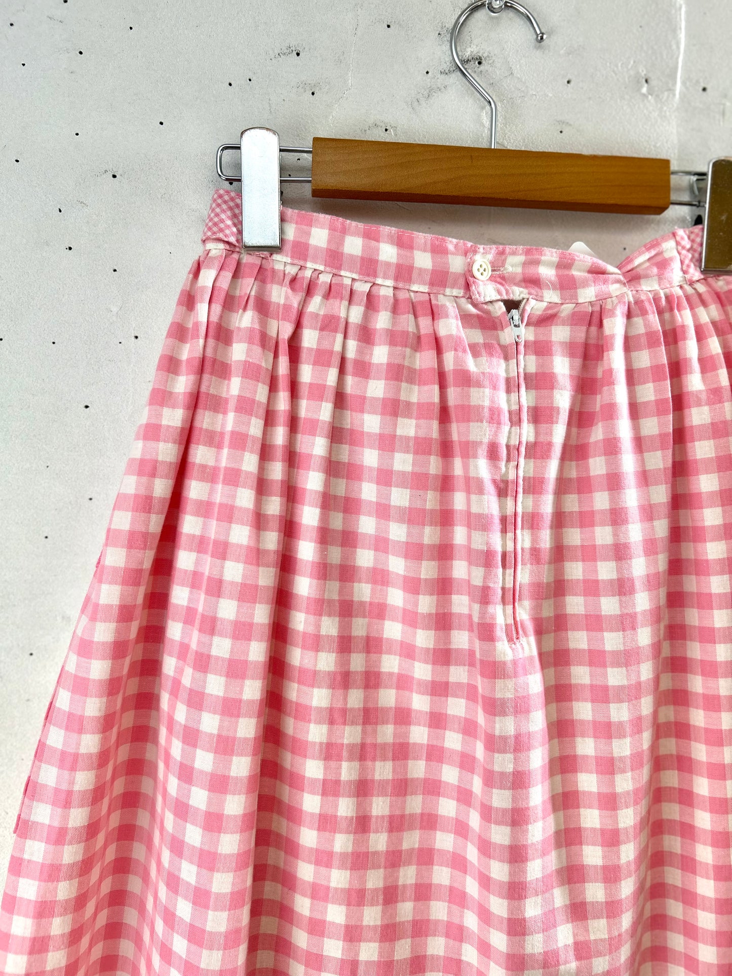 ‘70s Vintage Gingham Plaid Skirt [G30622]