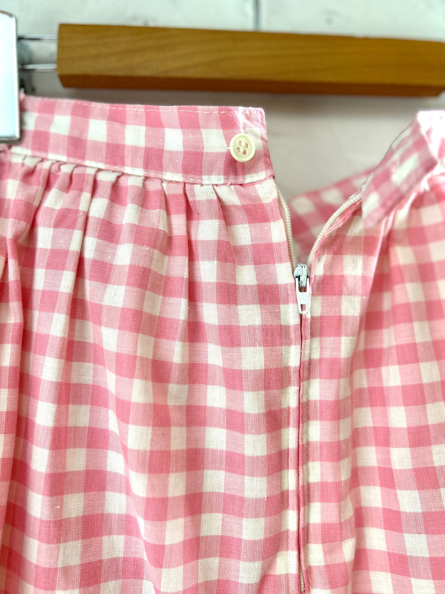 ‘70s Vintage Gingham Plaid Skirt [G30622]