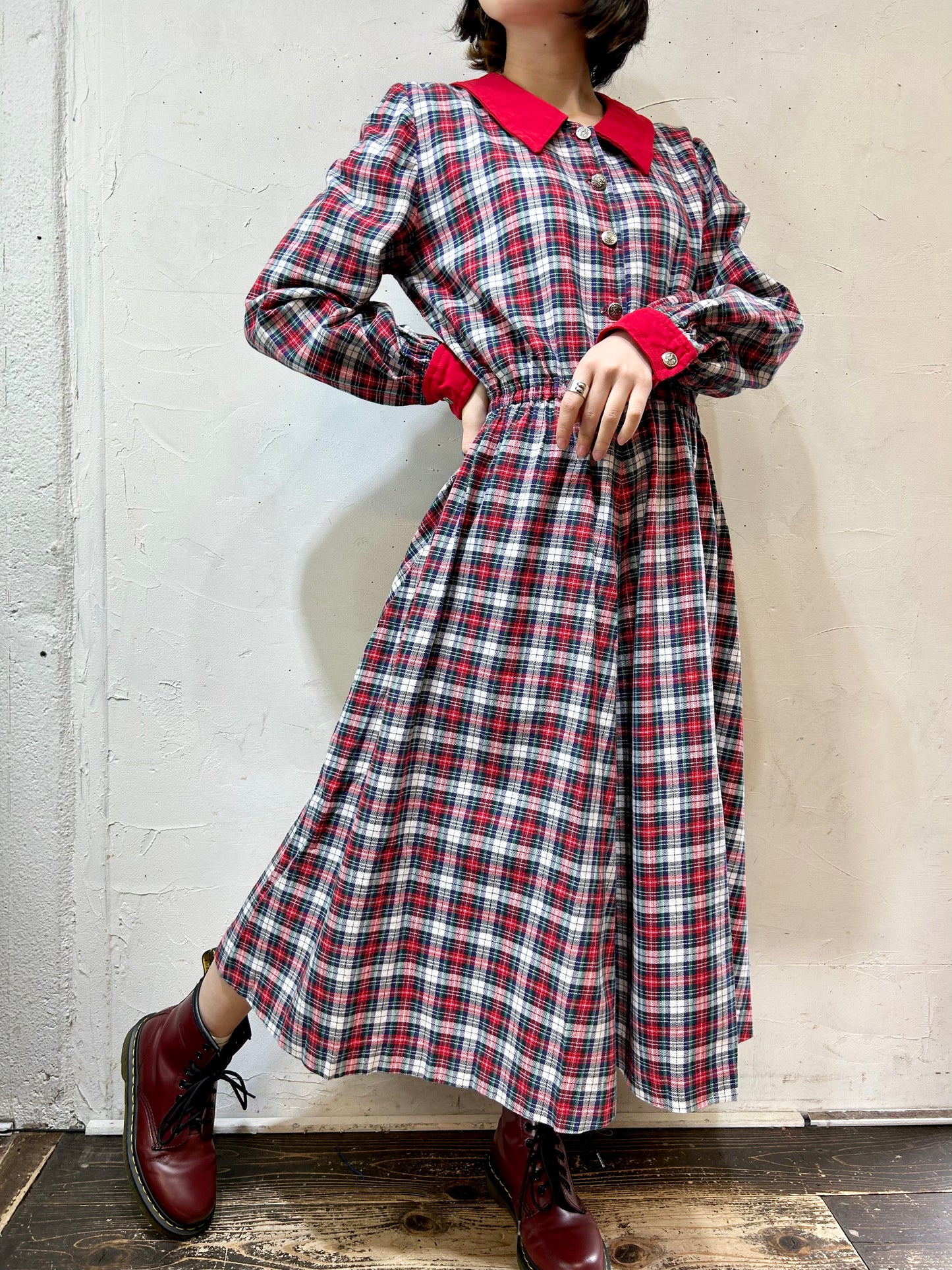Vintage Plaid Dress [K25586]