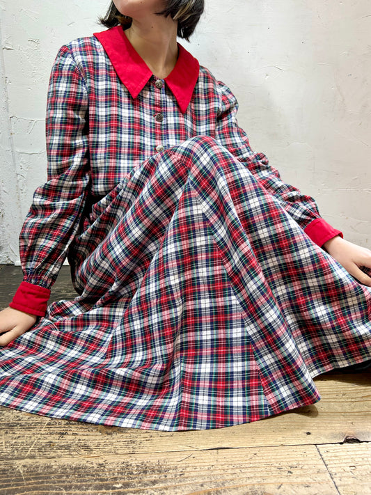 Vintage Plaid Dress [K25586]