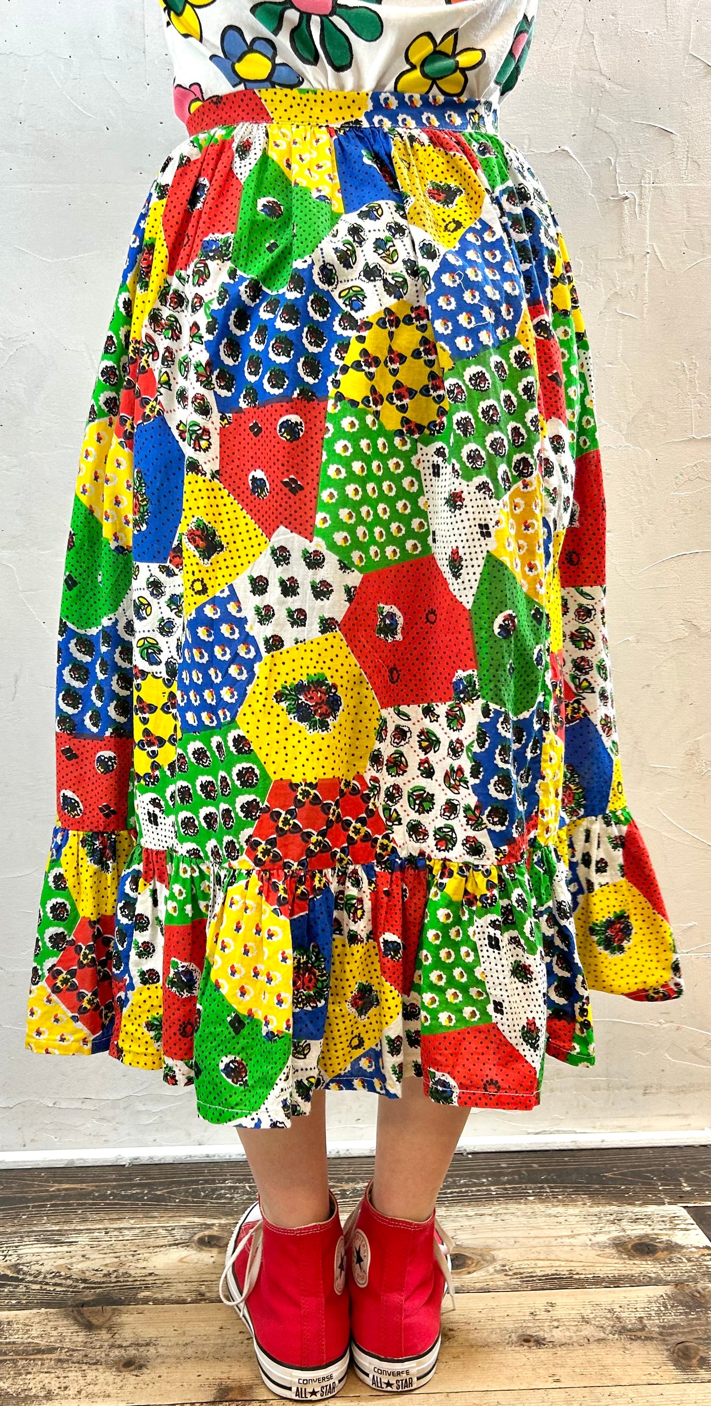 ’70s Vintage Patchwork Pattern Skirt [F27747]