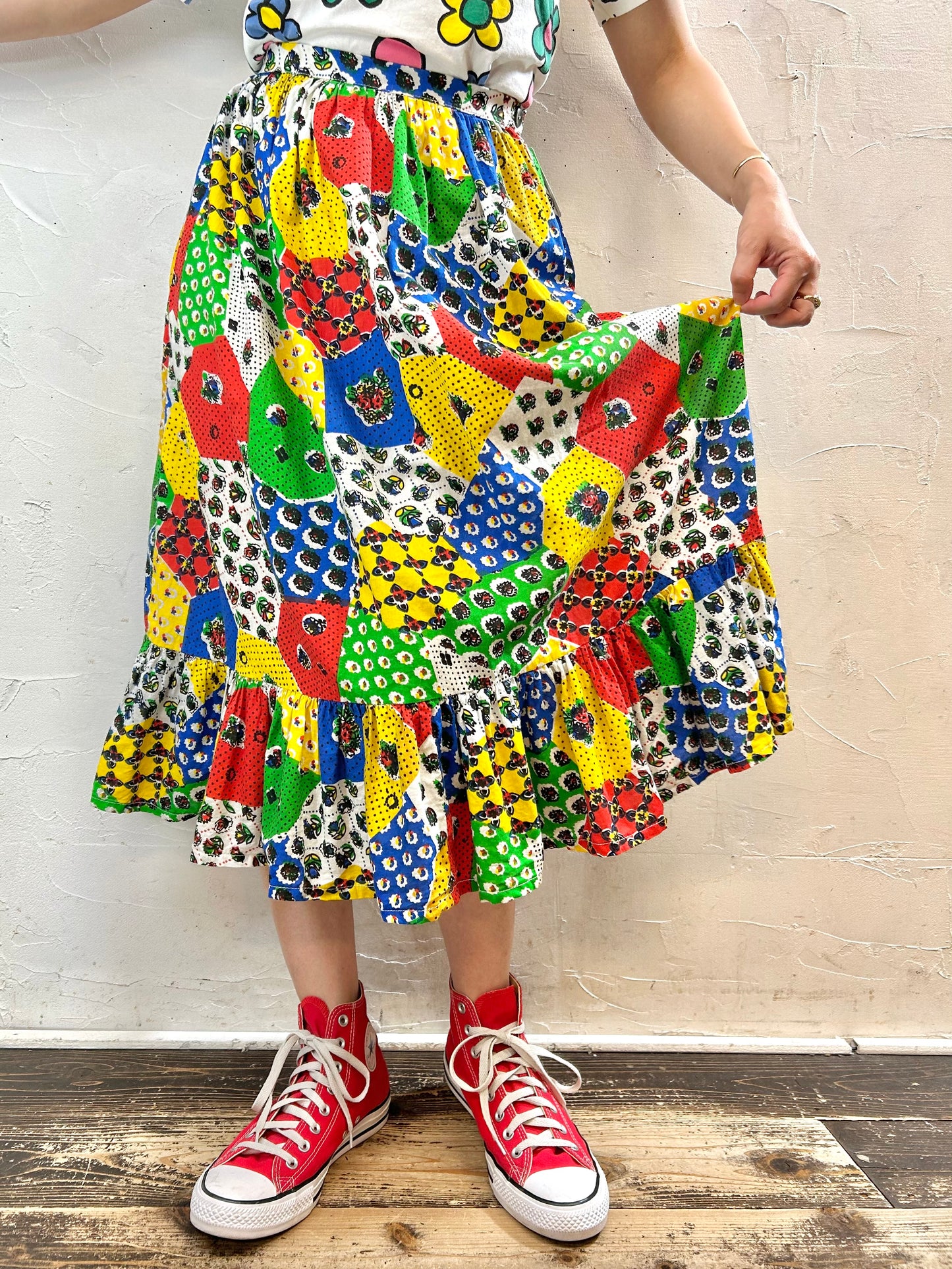 ’70s Vintage Patchwork Pattern Skirt [F27747]