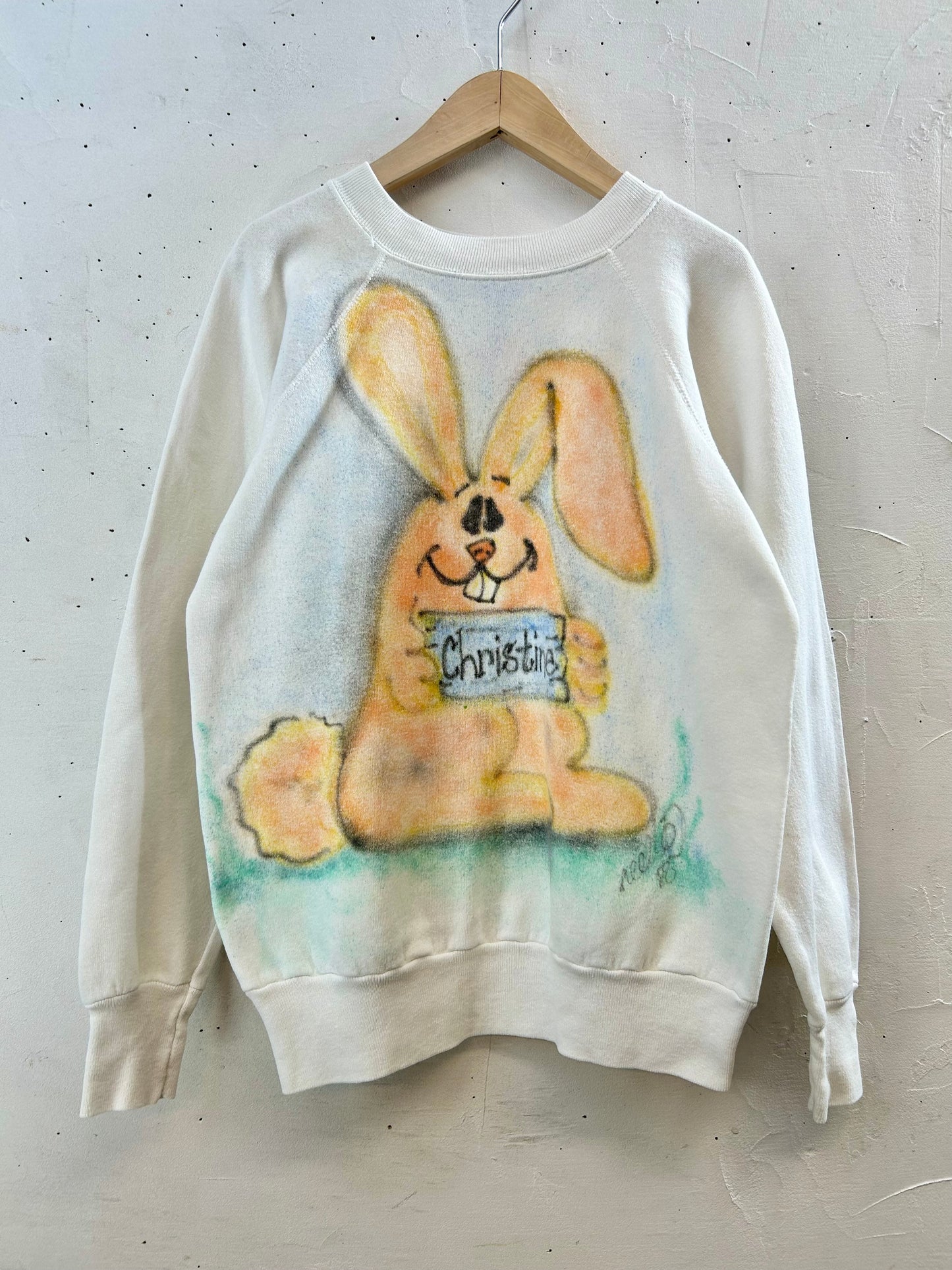 ’80s Vintage Hand Painted Sweat MADE IN THE USA [I28440]