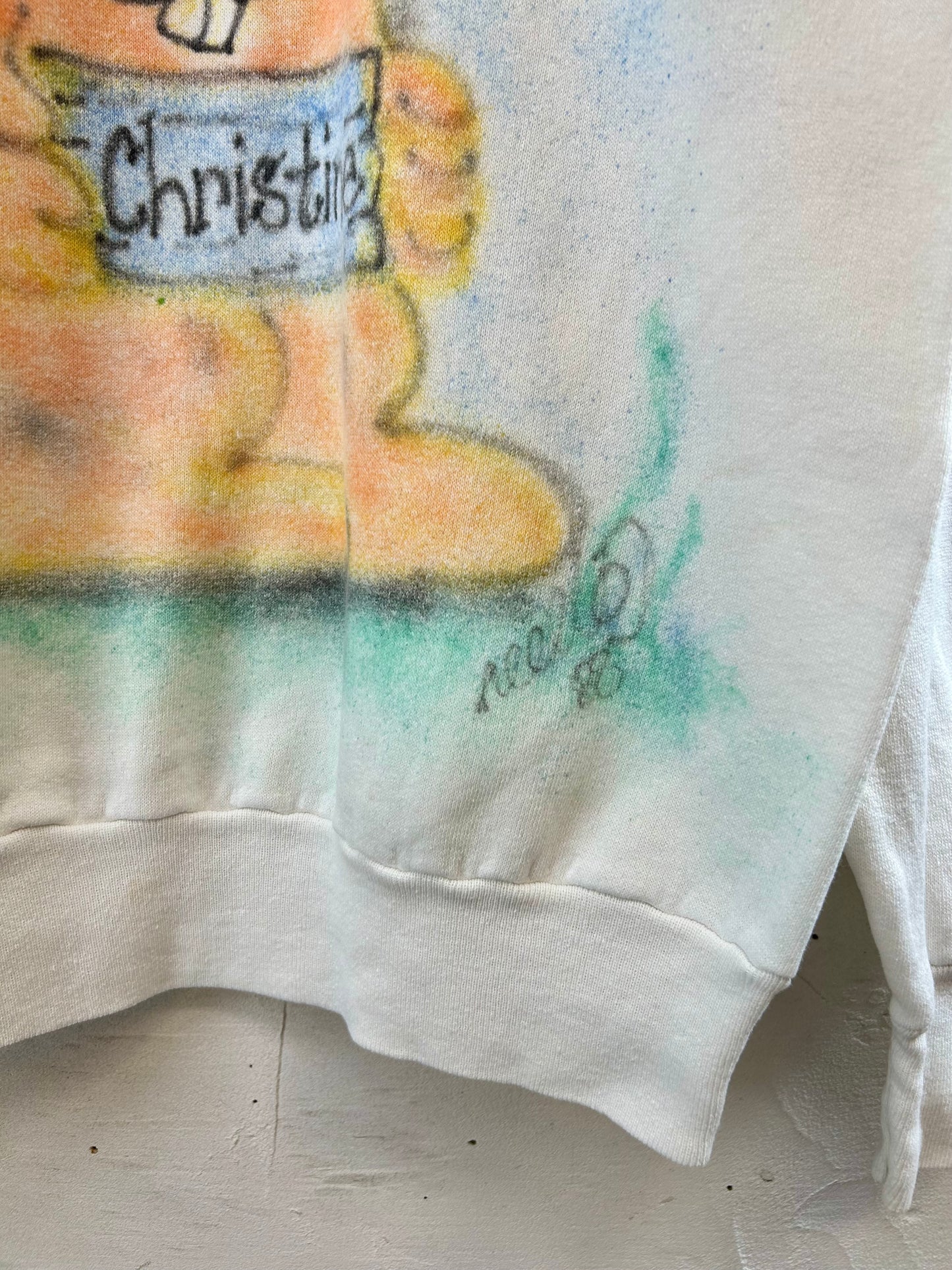 ’80s Vintage Hand Painted Sweat MADE IN THE USA [I28440]