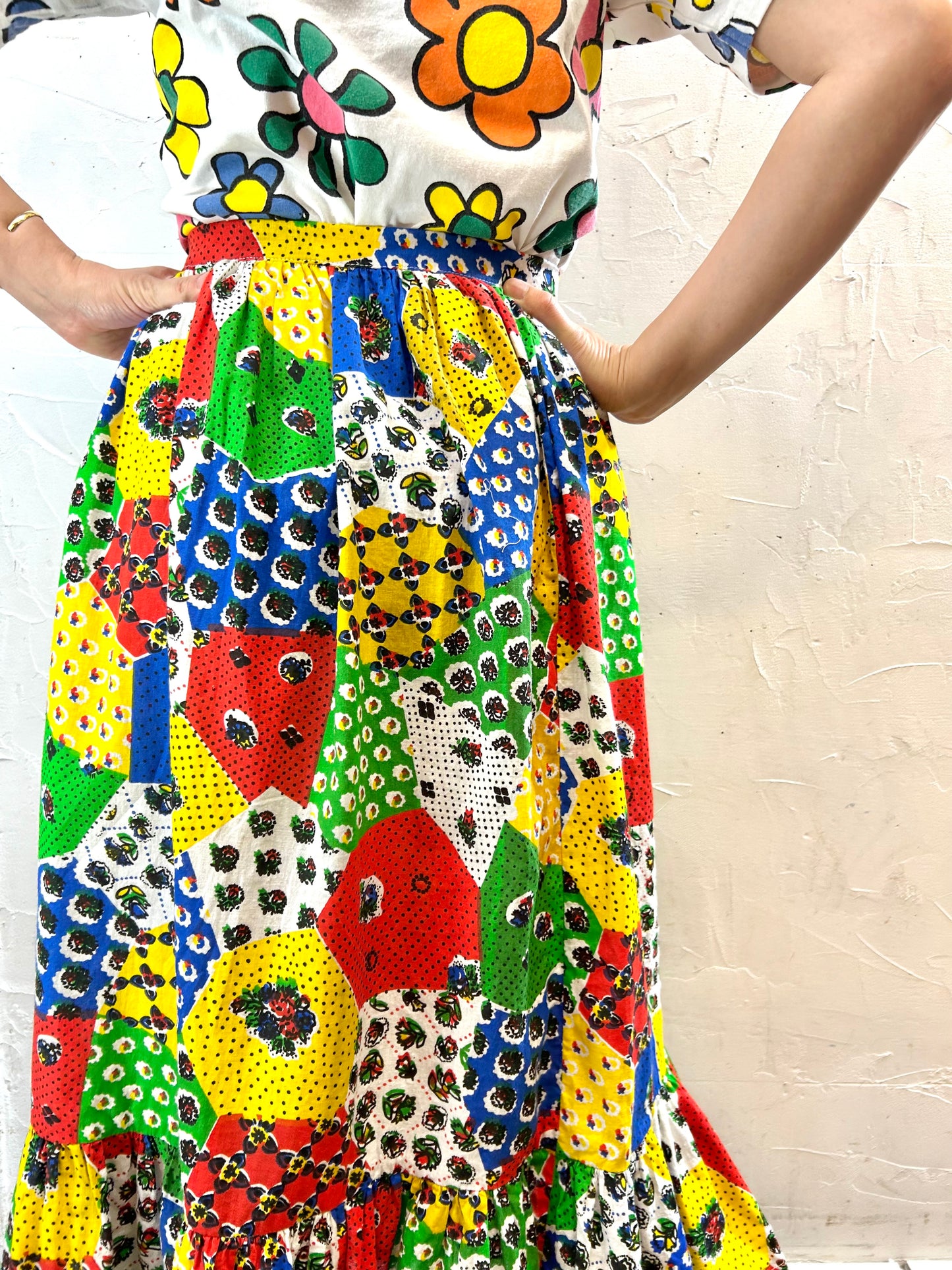 ’70s Vintage Patchwork Pattern Skirt [F27747]