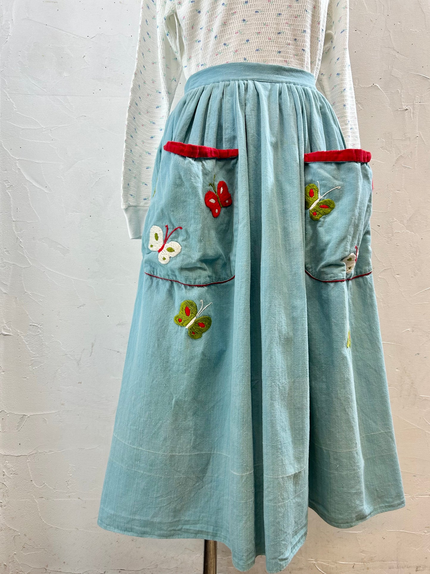 ’50s Vintage Hand Embroidered Skirt MADE IN MEXICO [I28442]