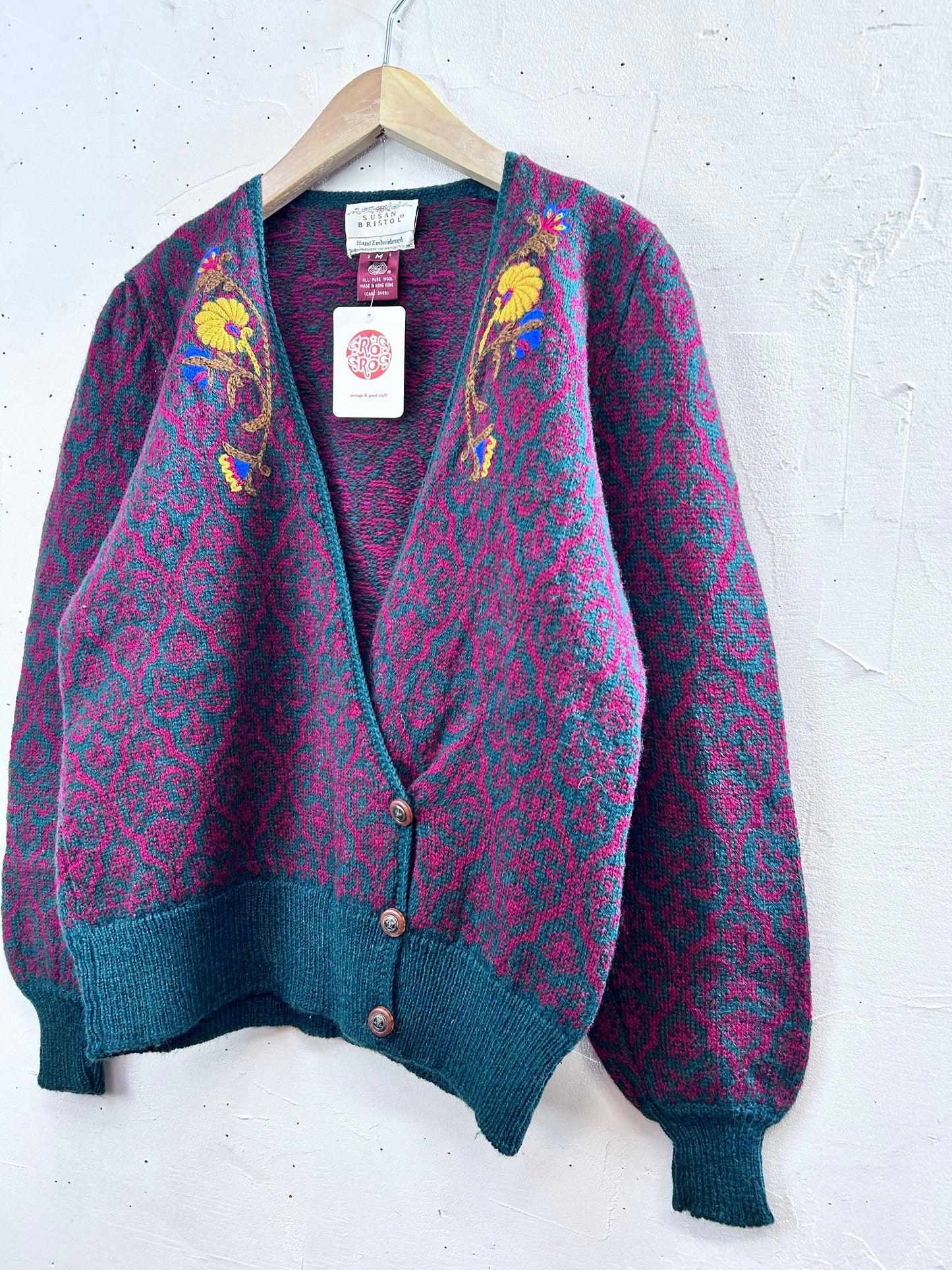 Vintage Hand Embroidered Knit Cardigan 〜SUSAN BRISTOL〜 [L29107]