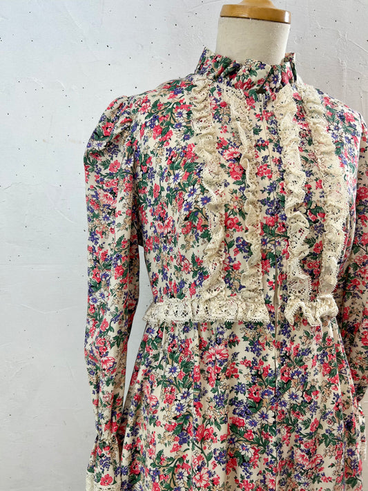 ’70s Flower Dress UNION MADE [I28438]