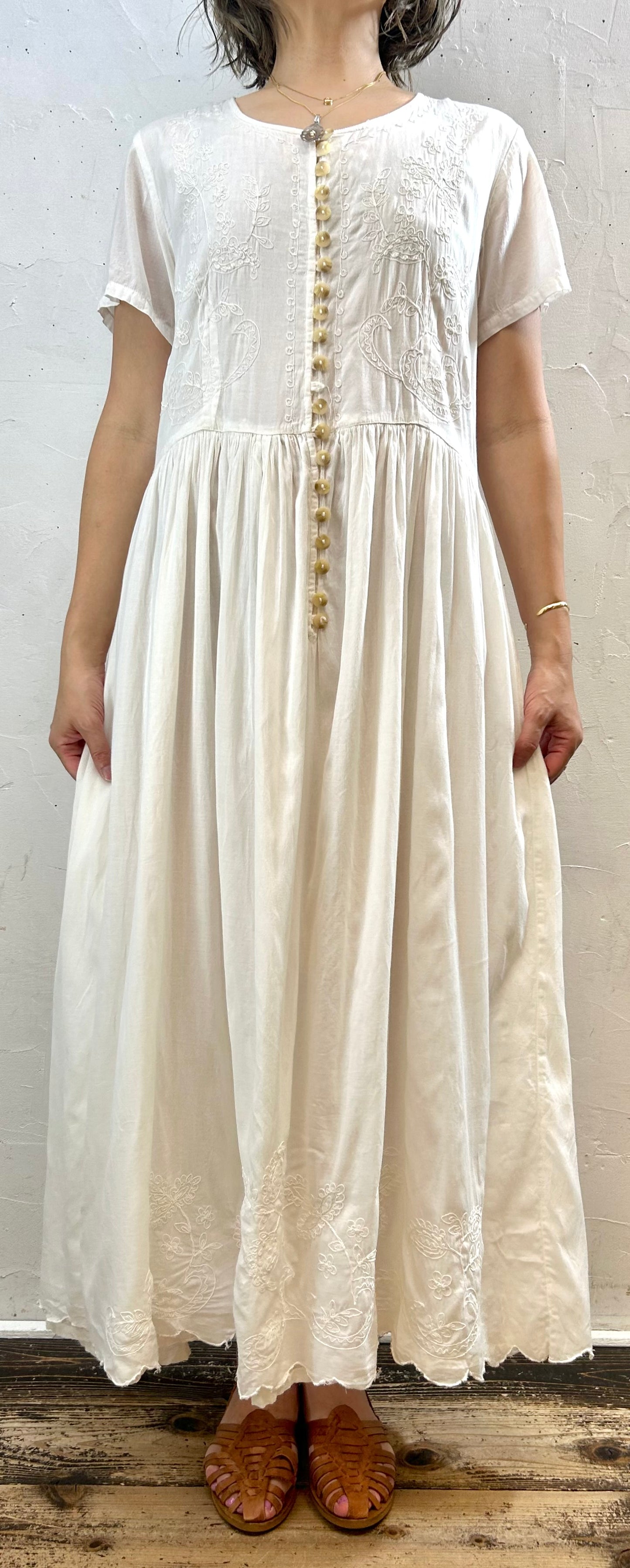 Vintage Indian Cotton &Rayon Dress [G28055]