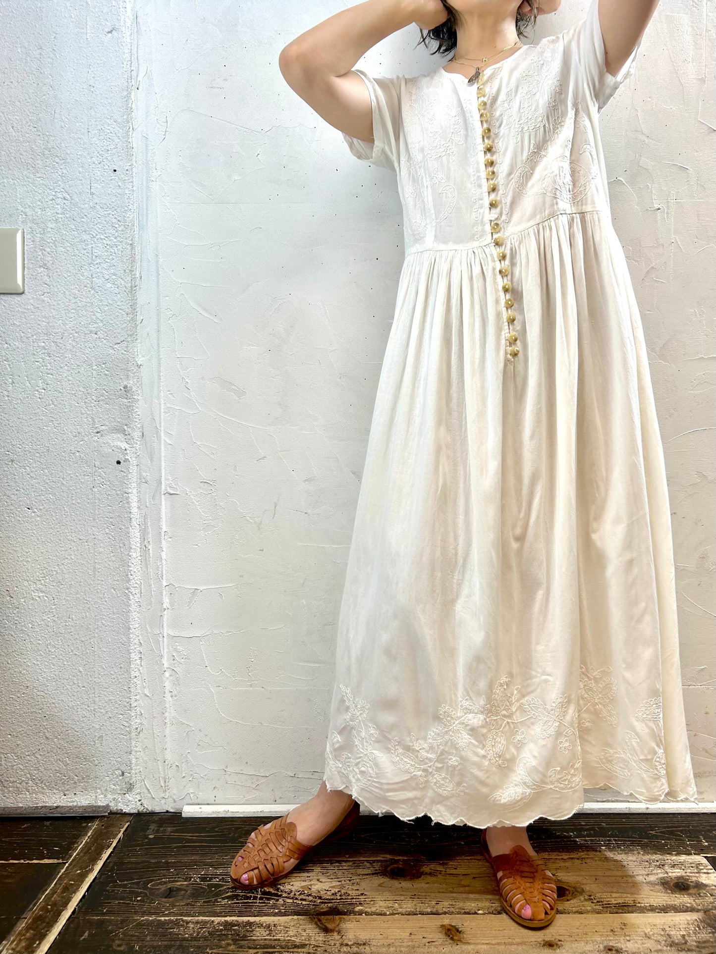 Vintage Indian Cotton &Rayon Dress [G28055]