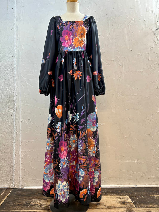’70s Vintage Flower Dress MADE IN ENGLAND [J28668]