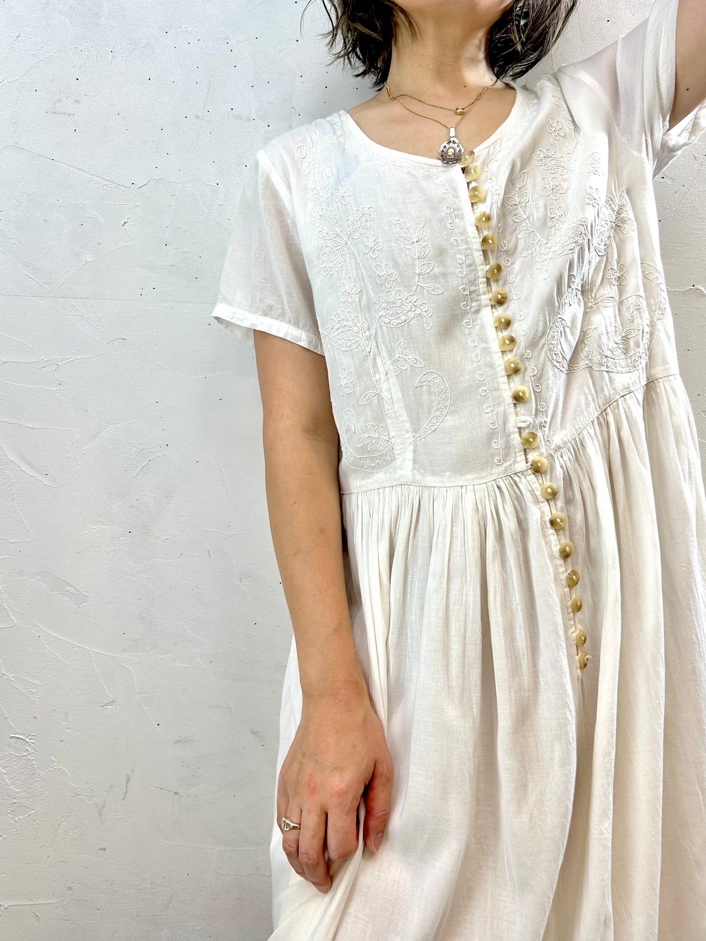 Vintage Indian Cotton &Rayon Dress [G28055]