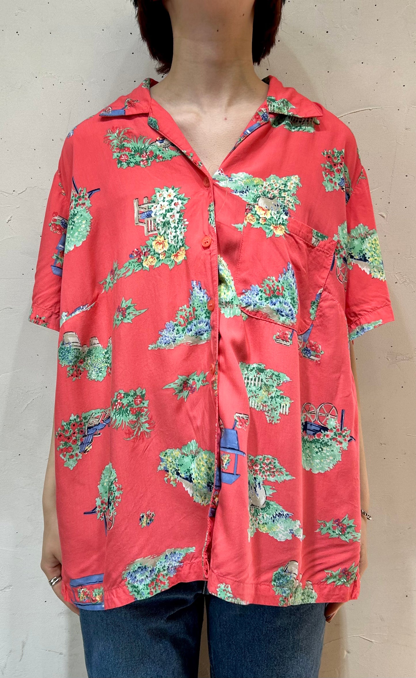 Vintage Rayon Shirt 〜Liz claiborne〜 [E27135]