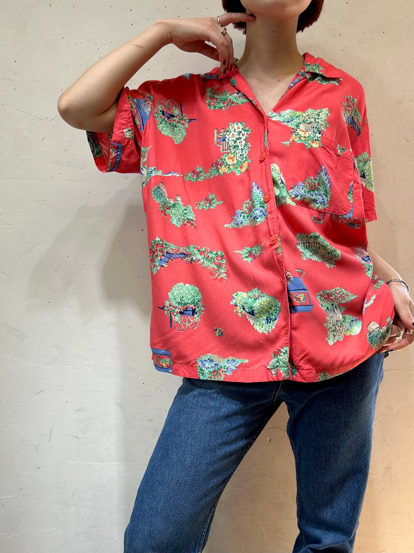 Vintage Rayon Shirt 〜Liz claiborne〜 [E27135]