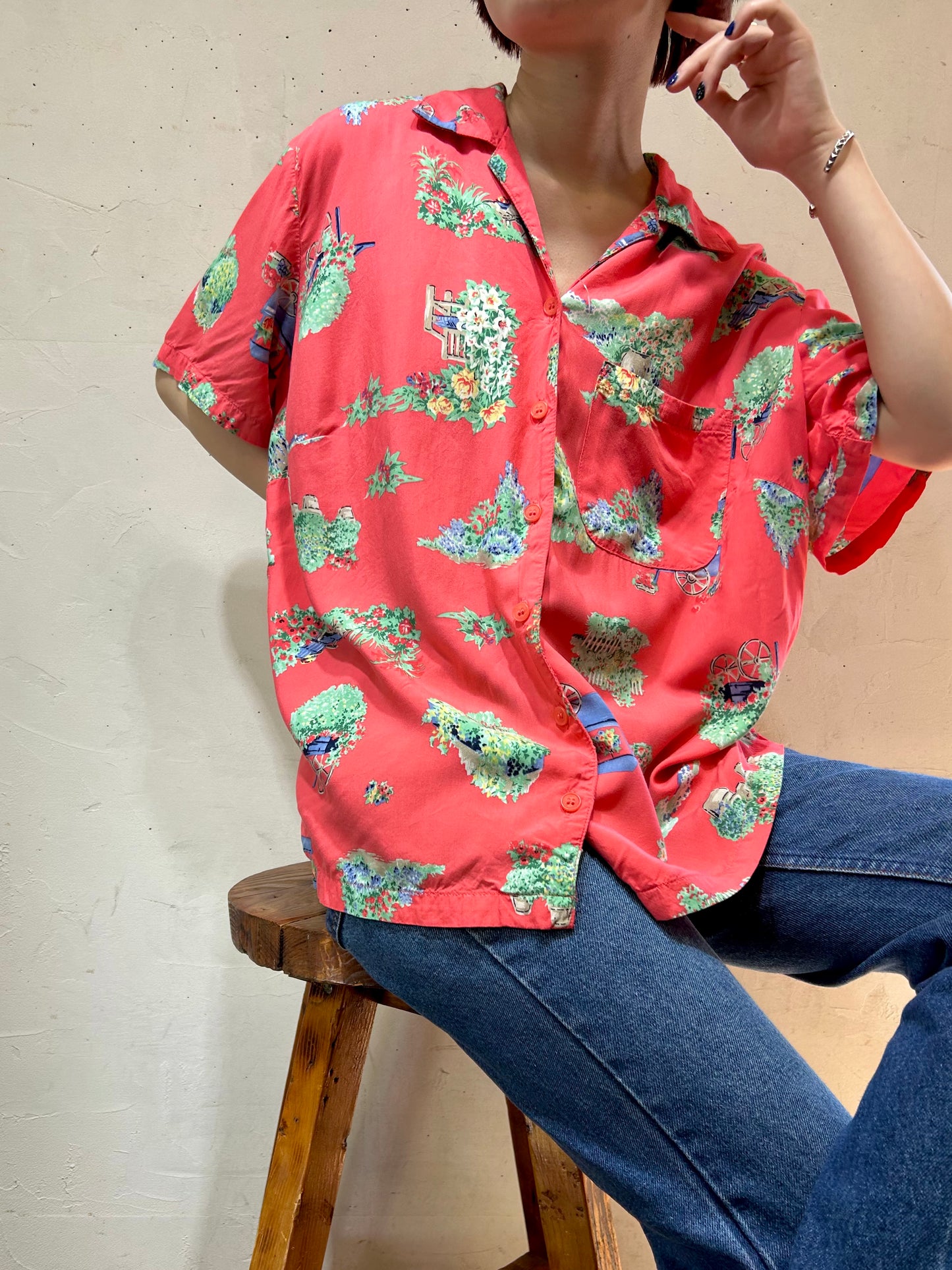 Vintage Rayon Shirt 〜Liz claiborne〜 [E27135]