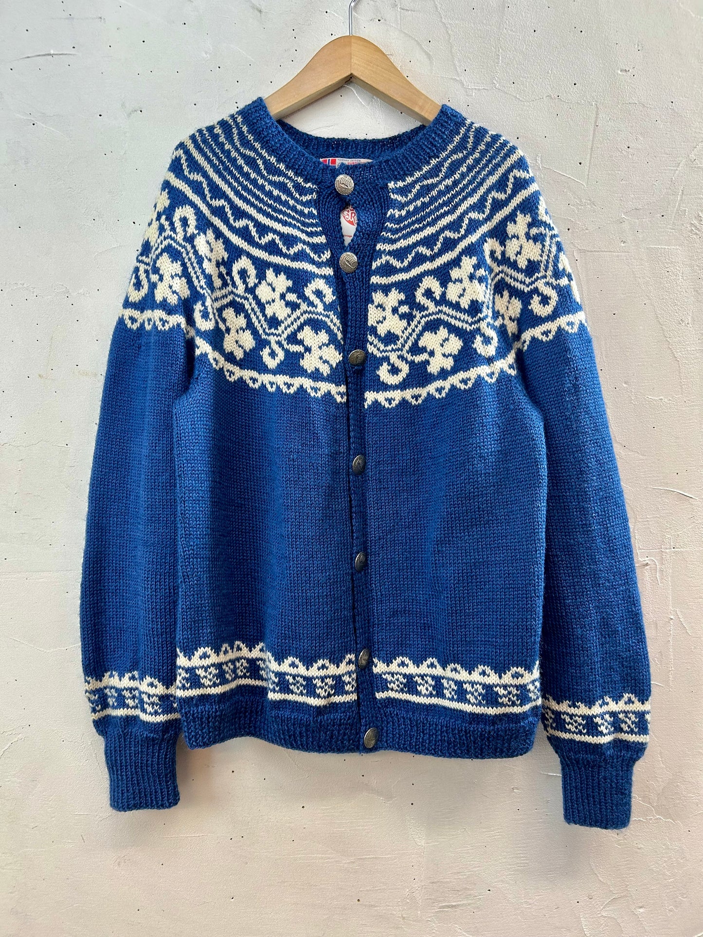 Vintage Nordic Hand Knit Cardigan  NORWAY DESIGN [K28888]