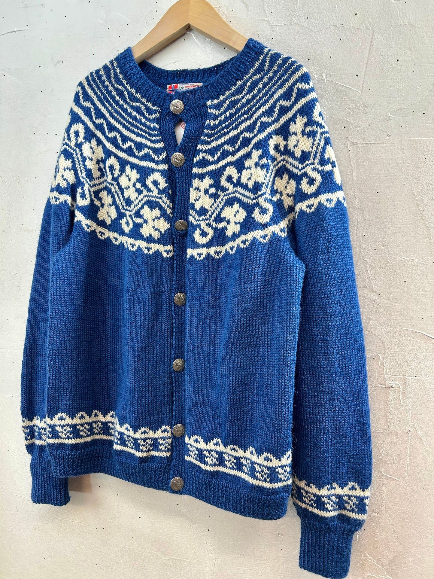 Vintage Nordic Hand Knit Cardigan  NORWAY DESIGN [K28888]