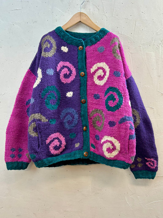 Vintage Ecuador Hand Knit Cardigan [J28684]