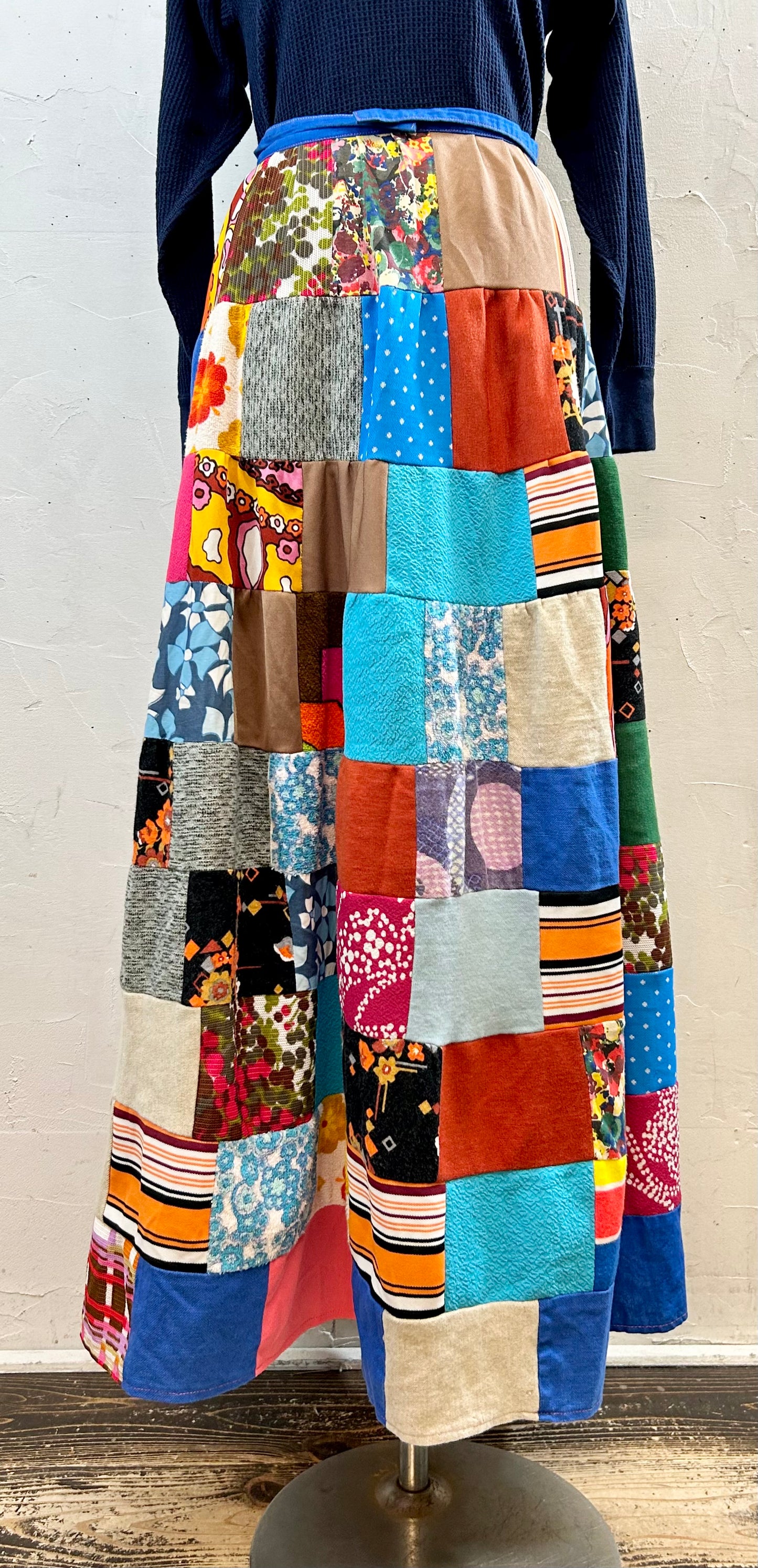 ’60-’70s Vintage Patchwork Skirt [J28683]