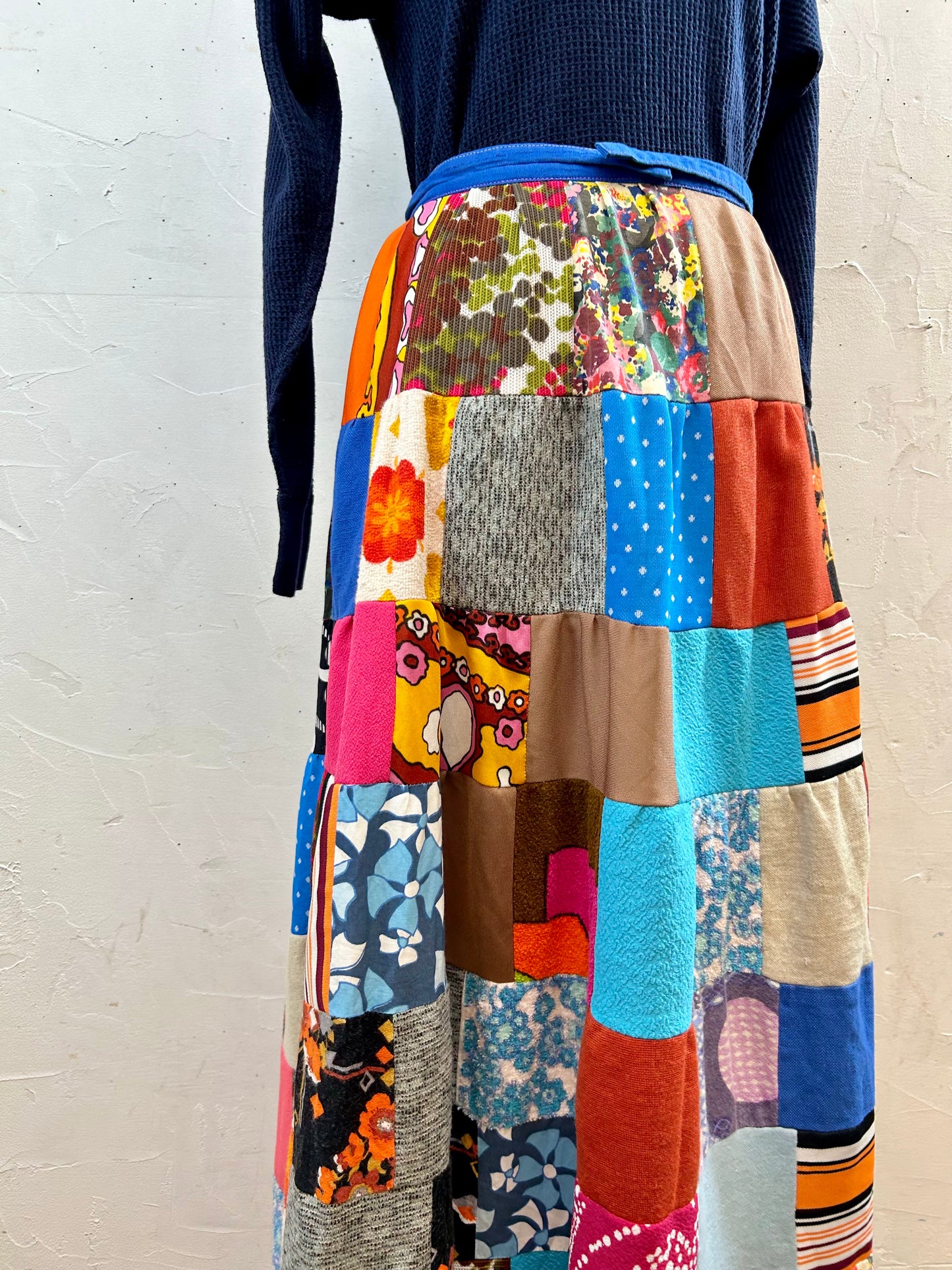 ’60-’70s Vintage Patchwork Skirt [J28683]