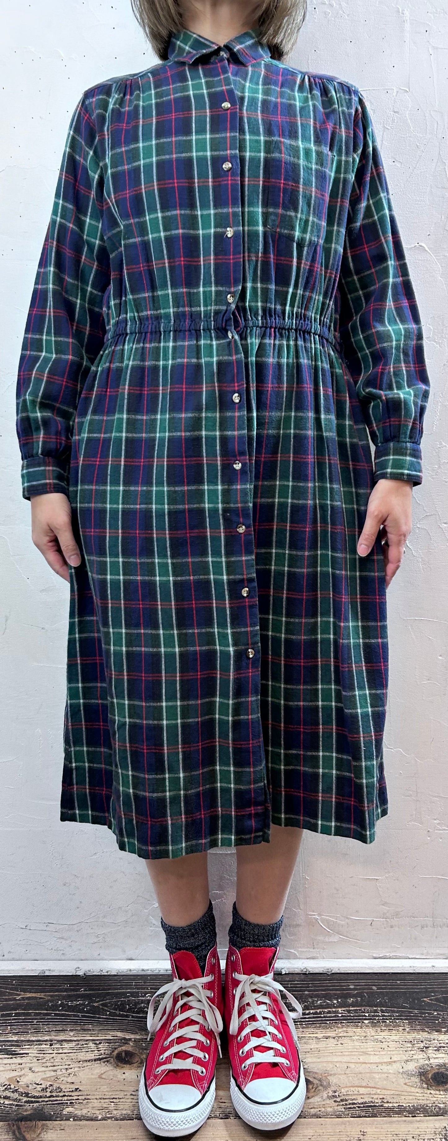 Vintage Plaid Dress 〜L.L.Bean〜 MADE IN USA [L29126]