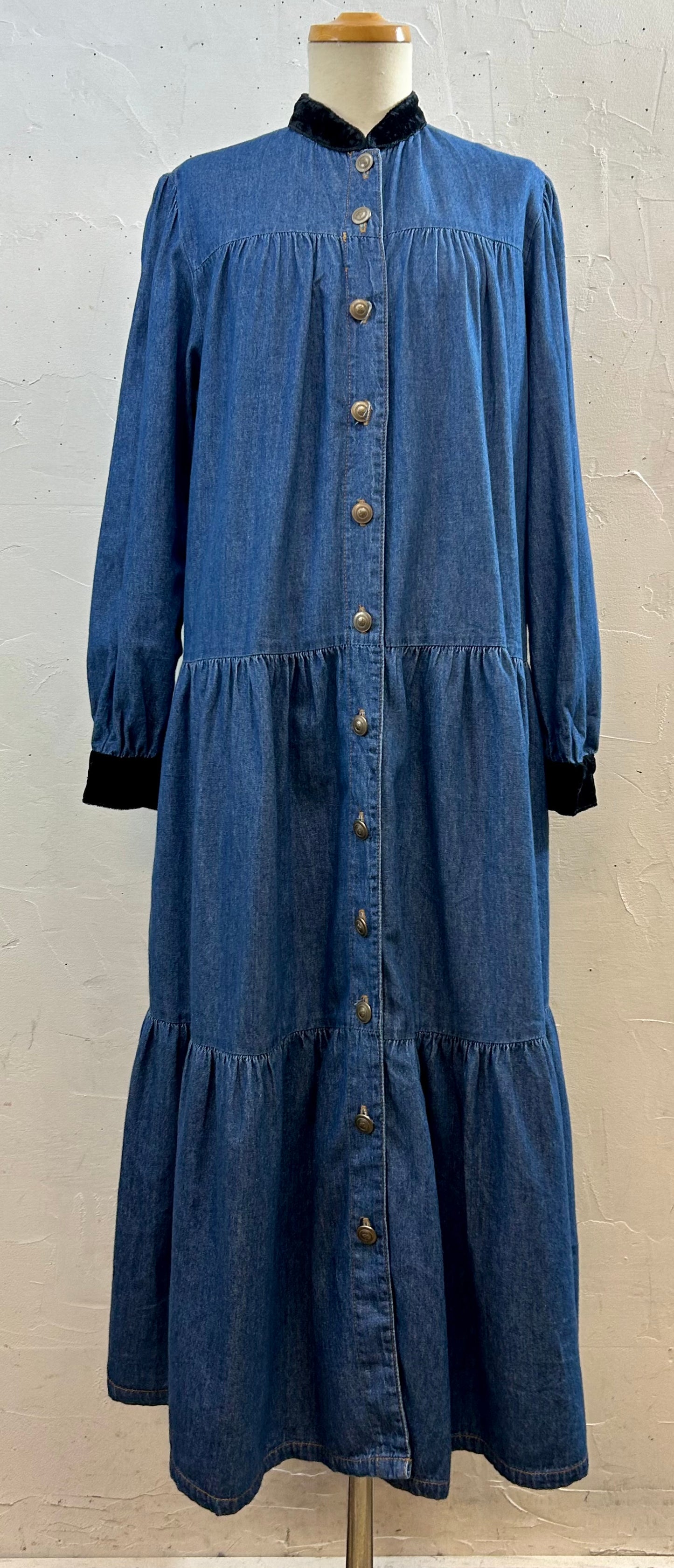 Vintage Denim Dress MADE IN LOS ANGELESE USA [J28680]