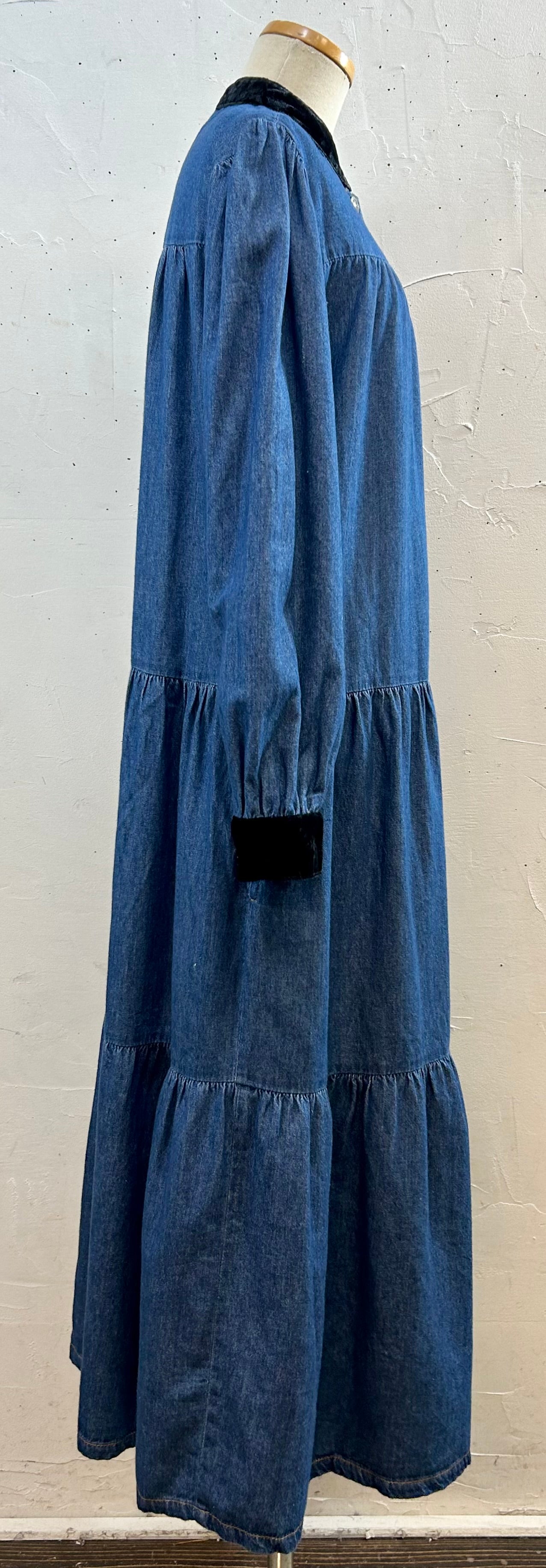 Vintage Denim Dress MADE IN LOS ANGELESE USA [J28680]