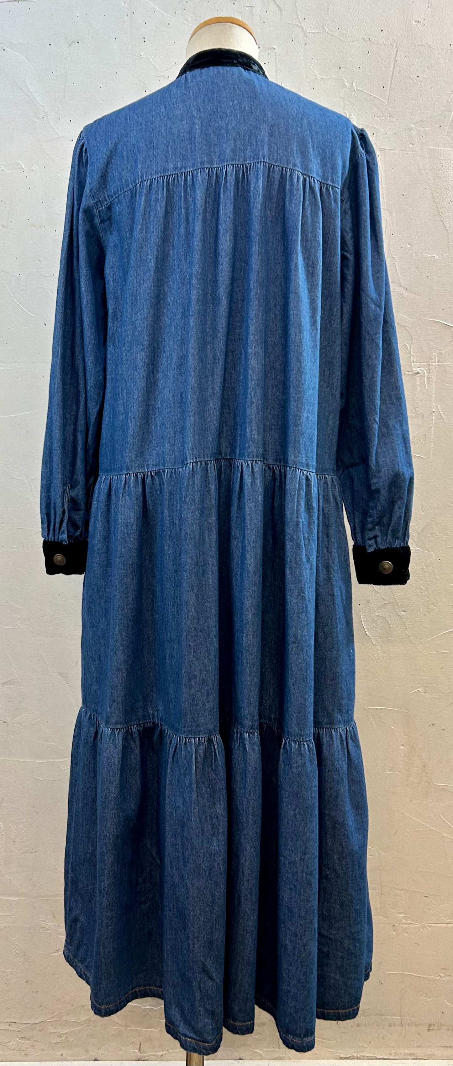 Vintage Denim Dress MADE IN LOS ANGELESE USA [J28680]
