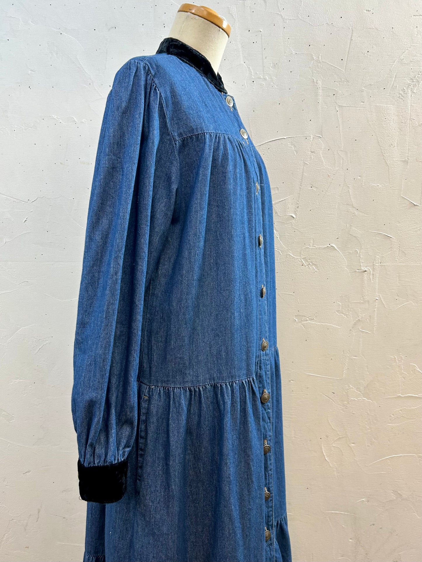 Vintage Denim Dress MADE IN LOS ANGELESE USA [J28680]